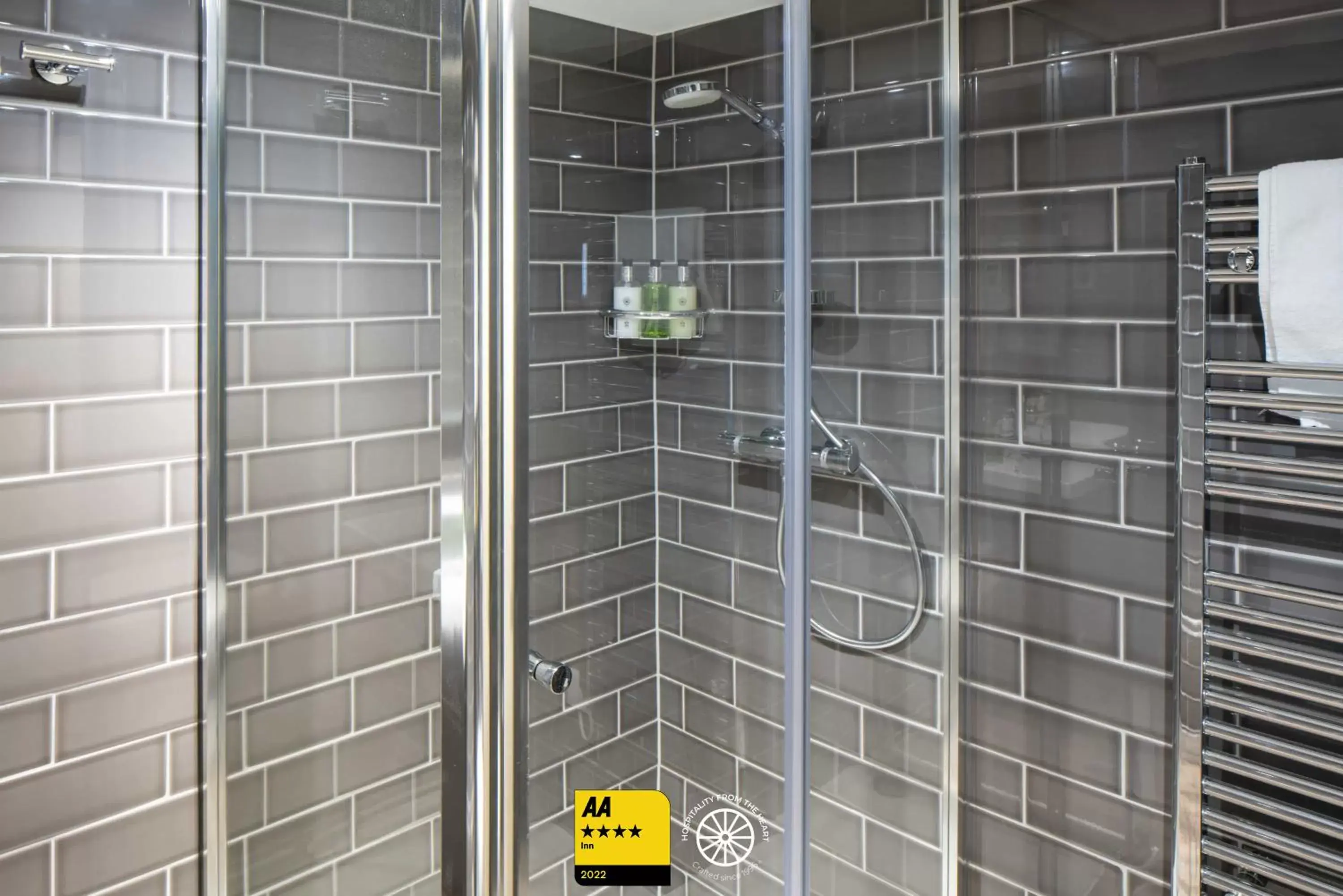 Shower, Bathroom in The Tudor House Hotel, Tewkesbury, Gloucestershire