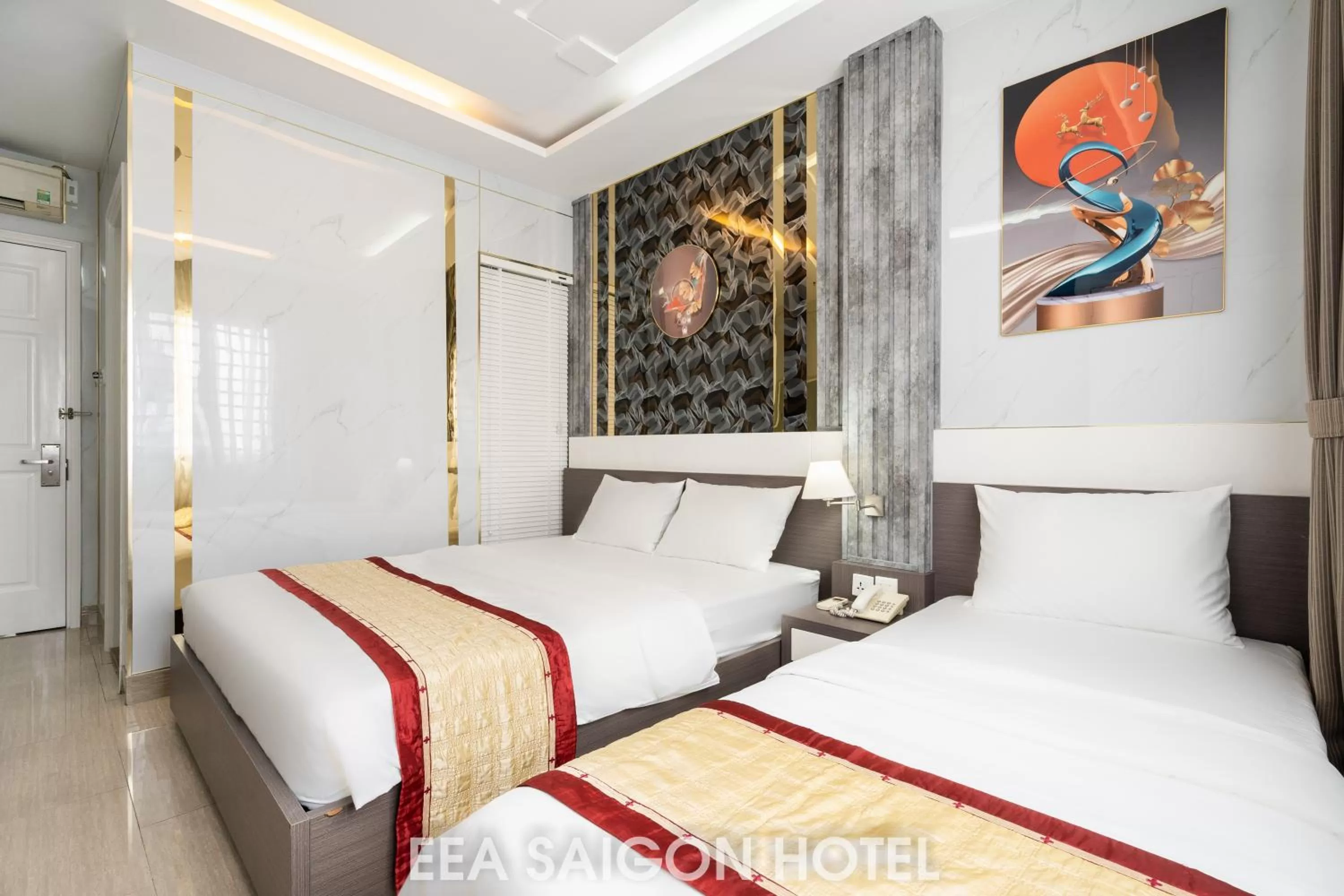 Bed in EEA Central Saigon Hotel