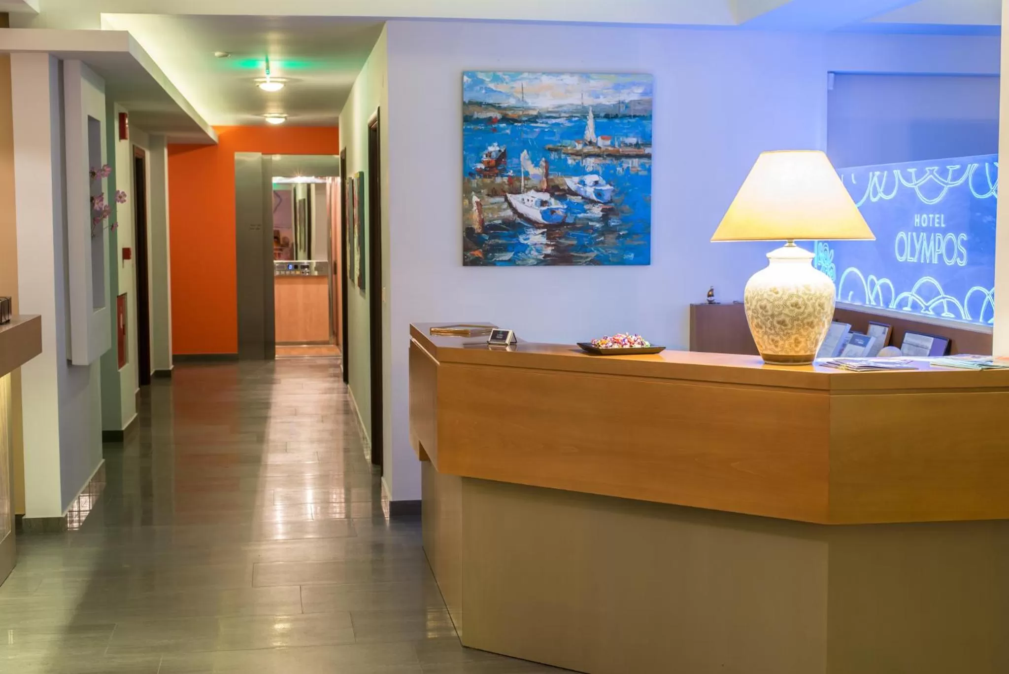 Lobby or reception in Hotel Olympos
