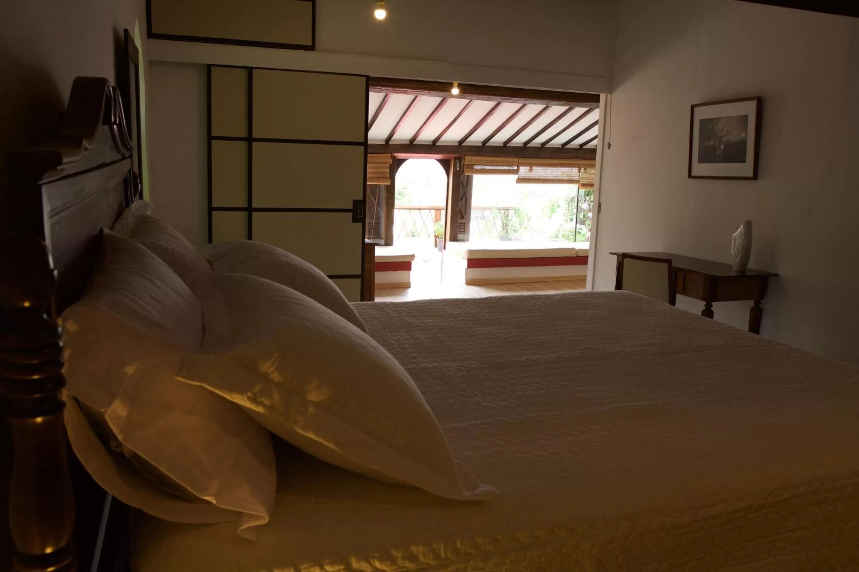 Balcony/Terrace, Bed in Pousada Irradiante