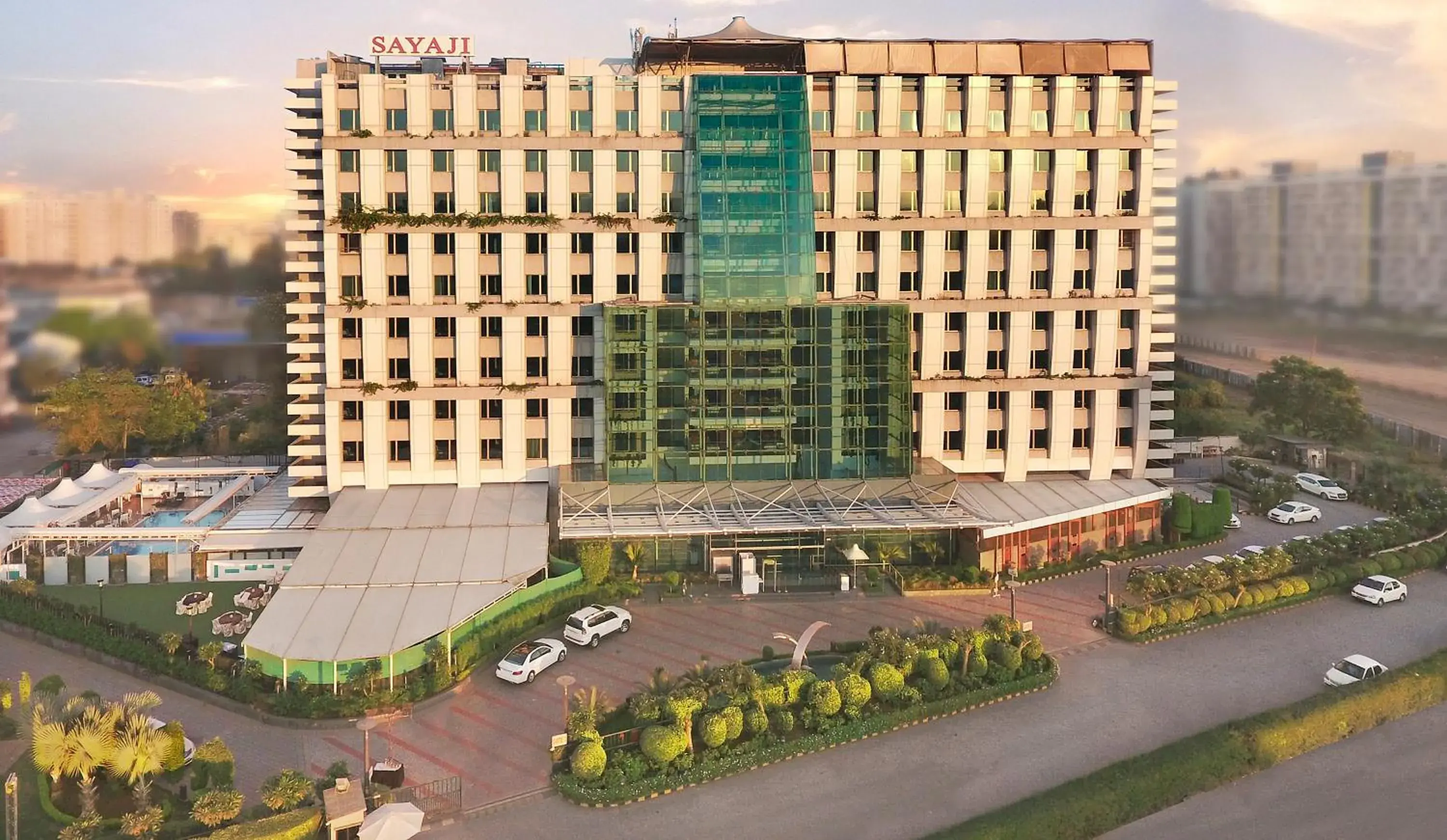 Facade/entrance, Bird's-eye View in Sayaji