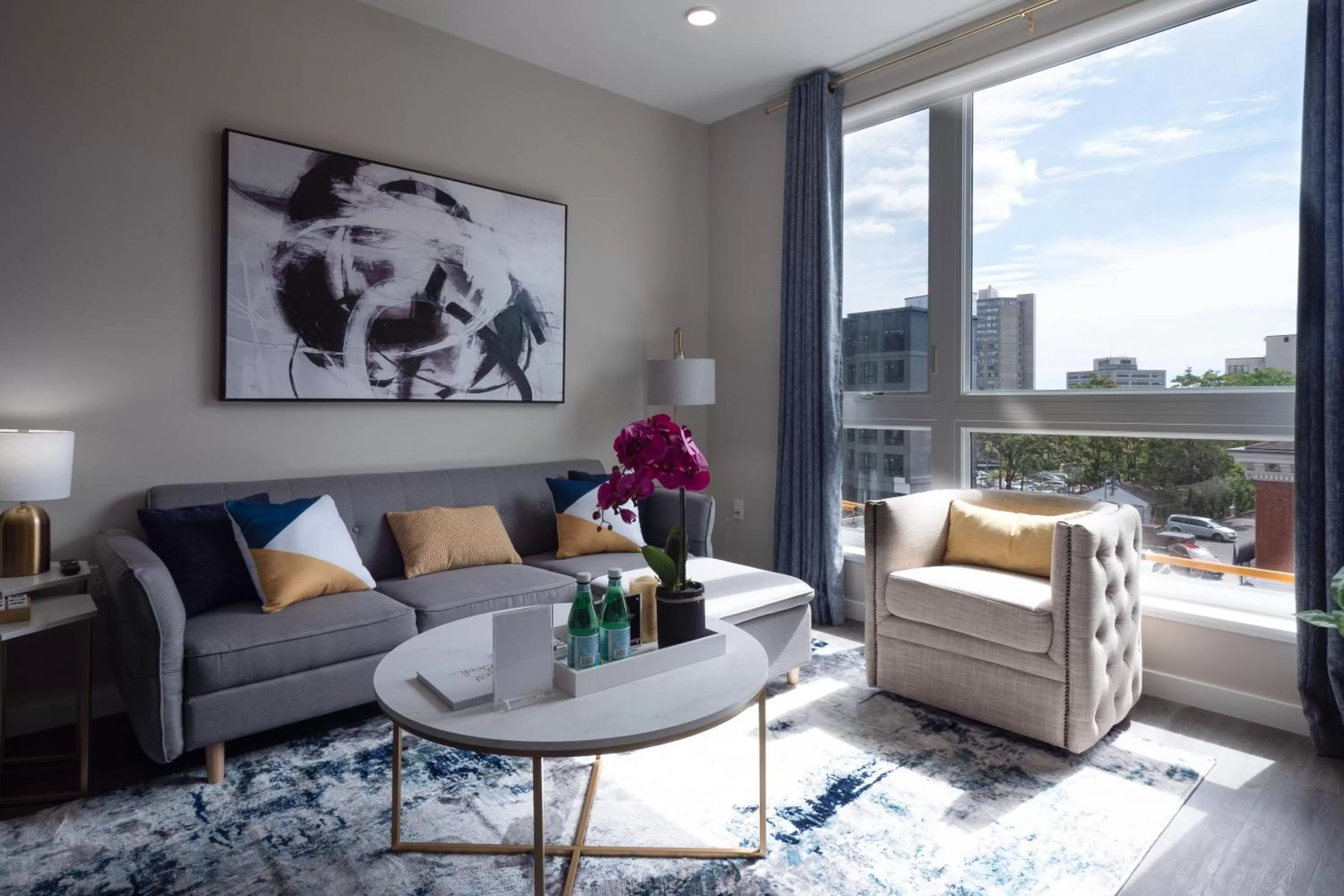 Living room in Luxury Furnished Apartments by Hyatus Downtown at Yale