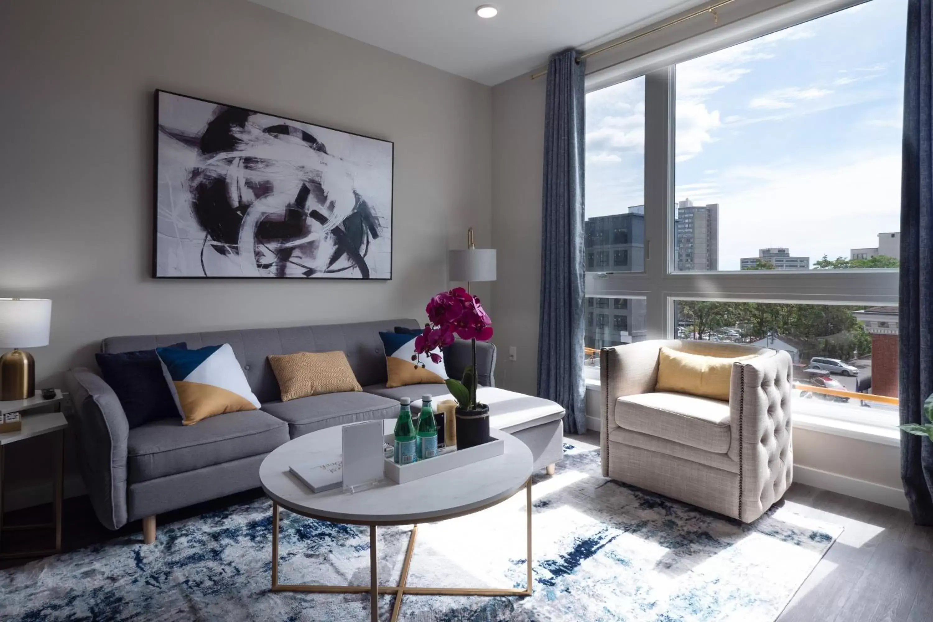 Living room, Seating Area in Luxury Furnished Apartments by Hyatus Downtown at Yale
