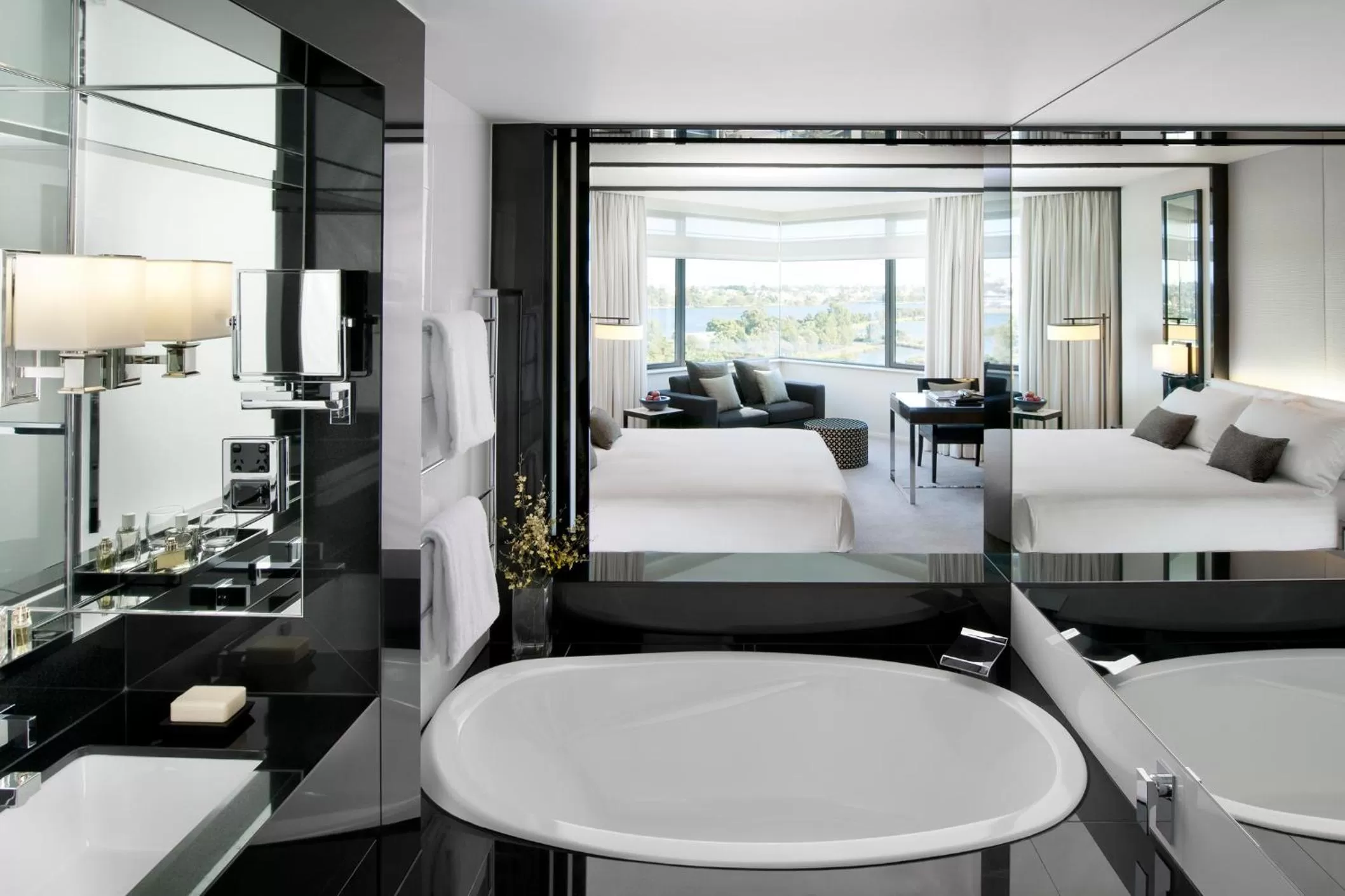 Bathroom, Bed in Crown Metropol Perth