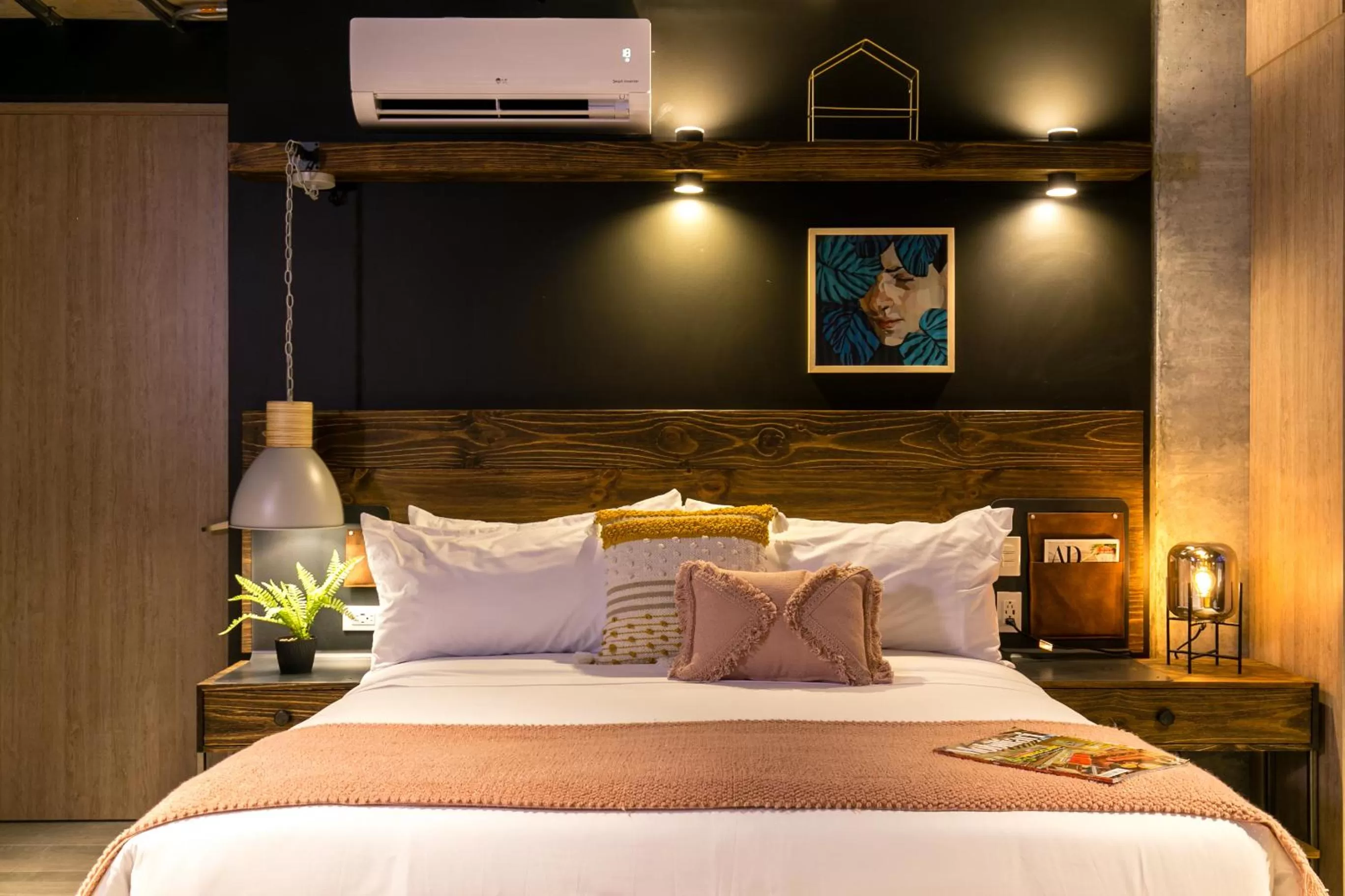 Bed in Factory Lofts Hotel