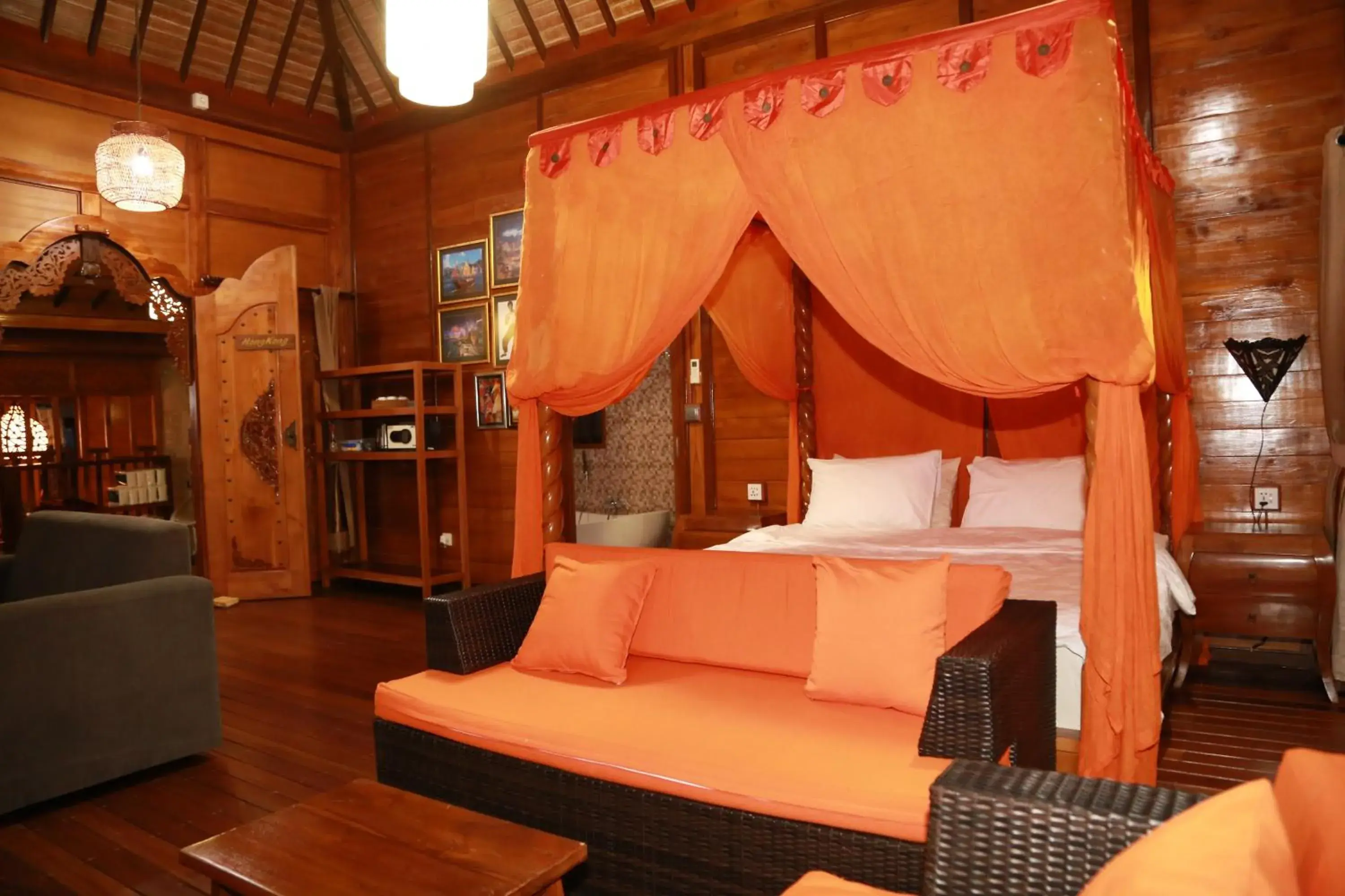 Living room, Bed in Seahouse Bali Indah Beach Inn