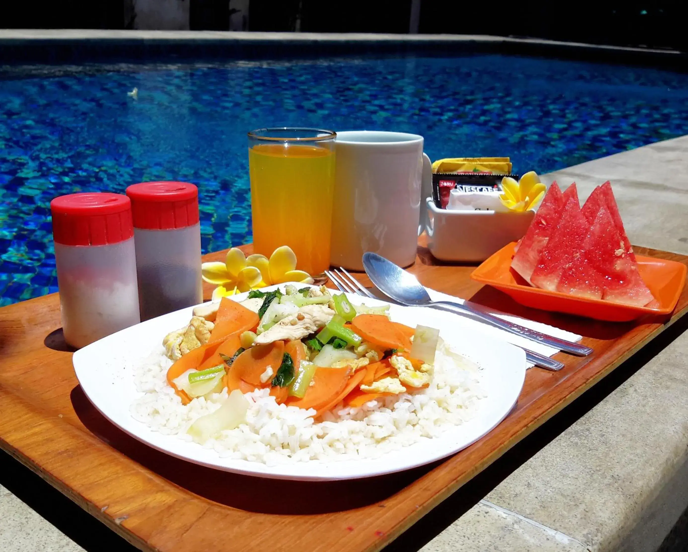 Asian breakfast in Coco de Heaven Hotel
