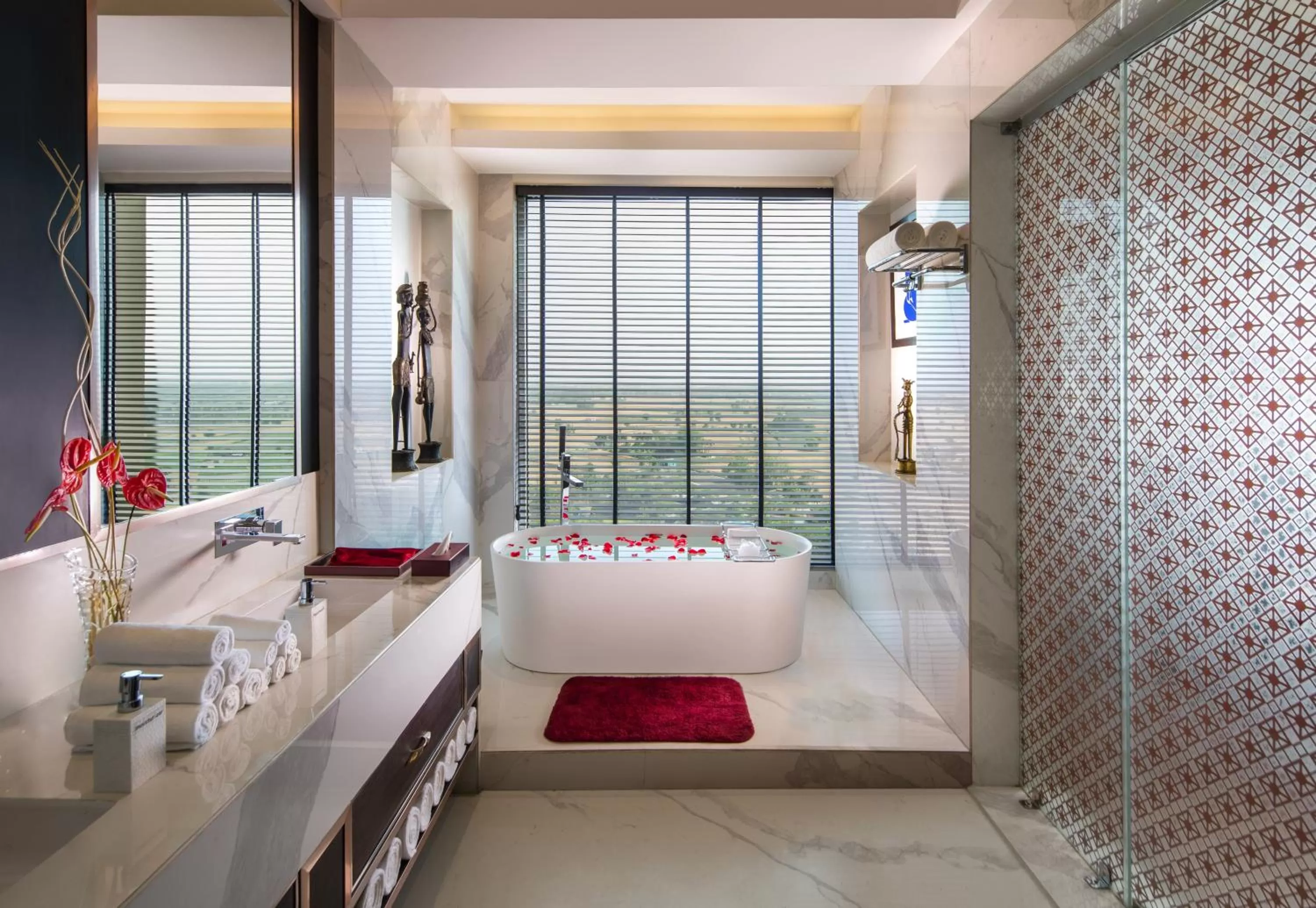 Bathroom, Bed in Sandal Suites by Lemon Tree Hotels