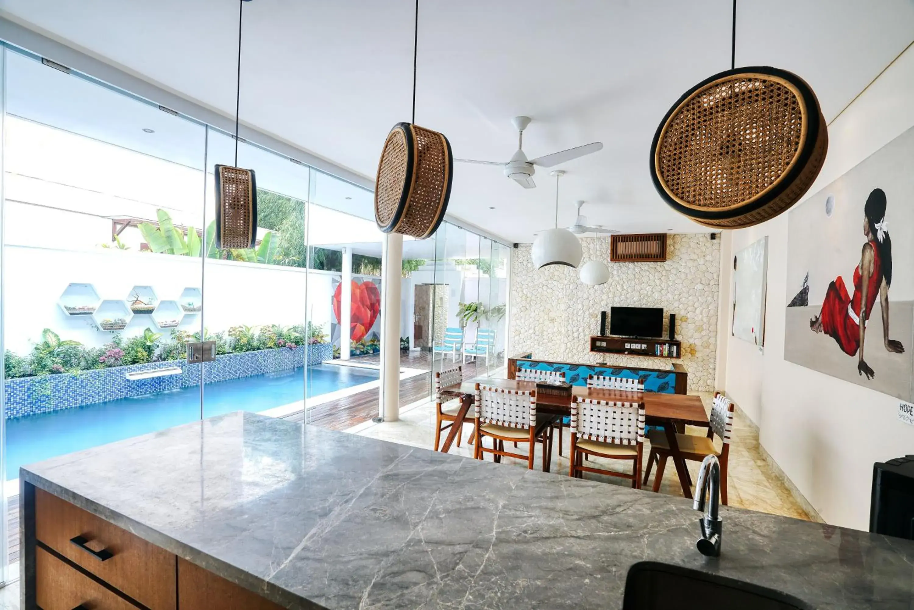 Living room, Swimming Pool in Beautiful Bali Villas