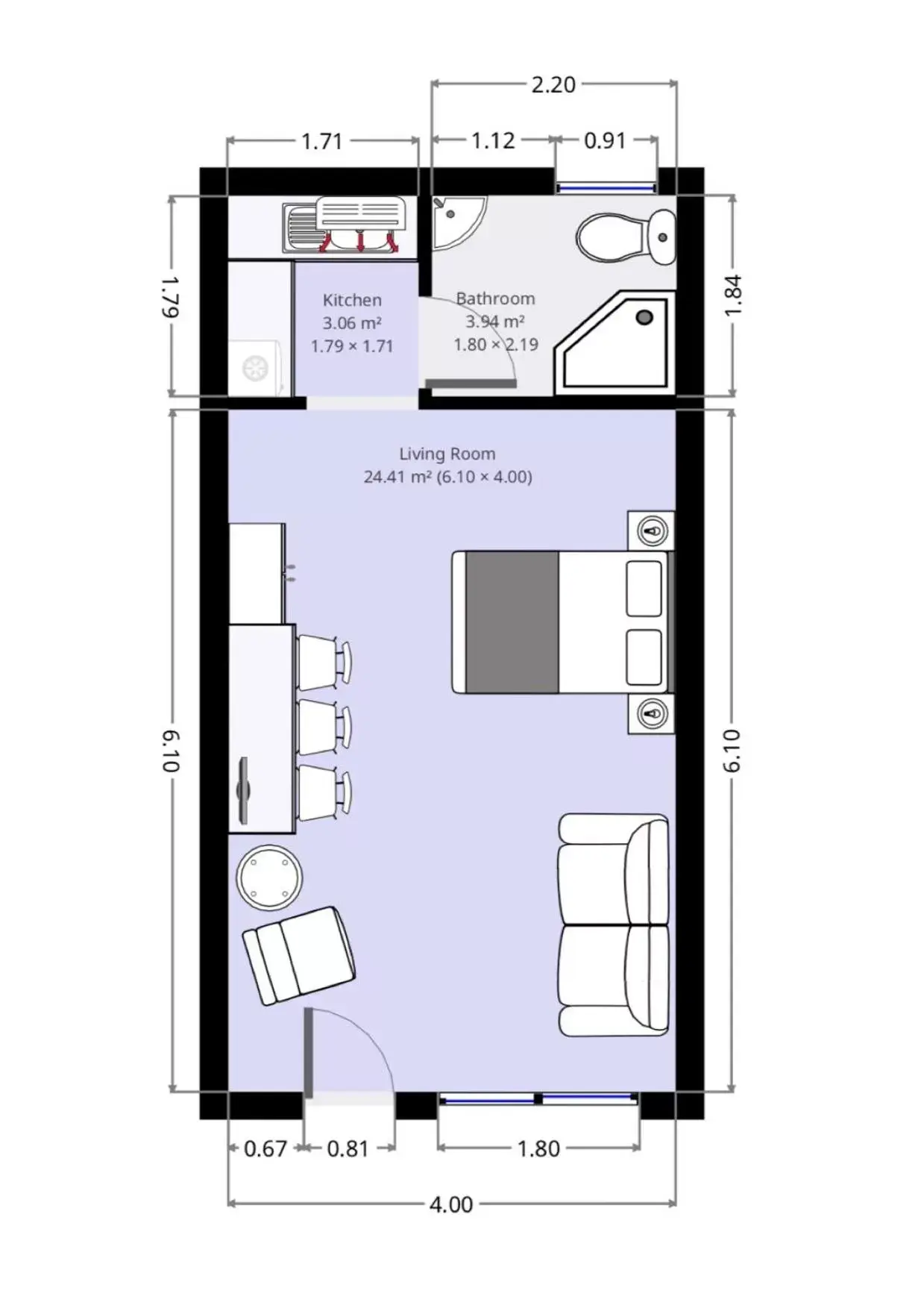 Photo of the whole room, Floor Plan in Golfview Motor Inn