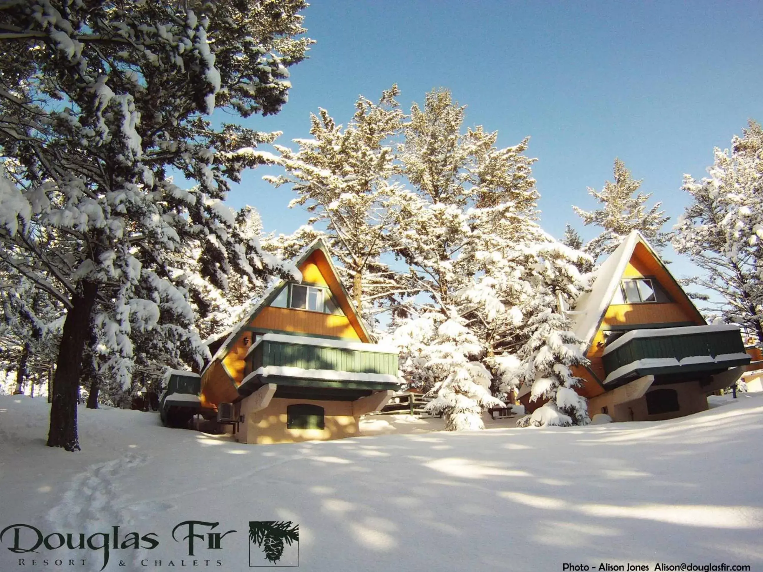 Facade/entrance, Winter in Douglas Fir Resort & Chalets