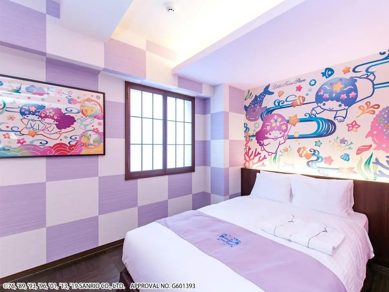 Bed in Hotel Okinawa With Sanrio Characters