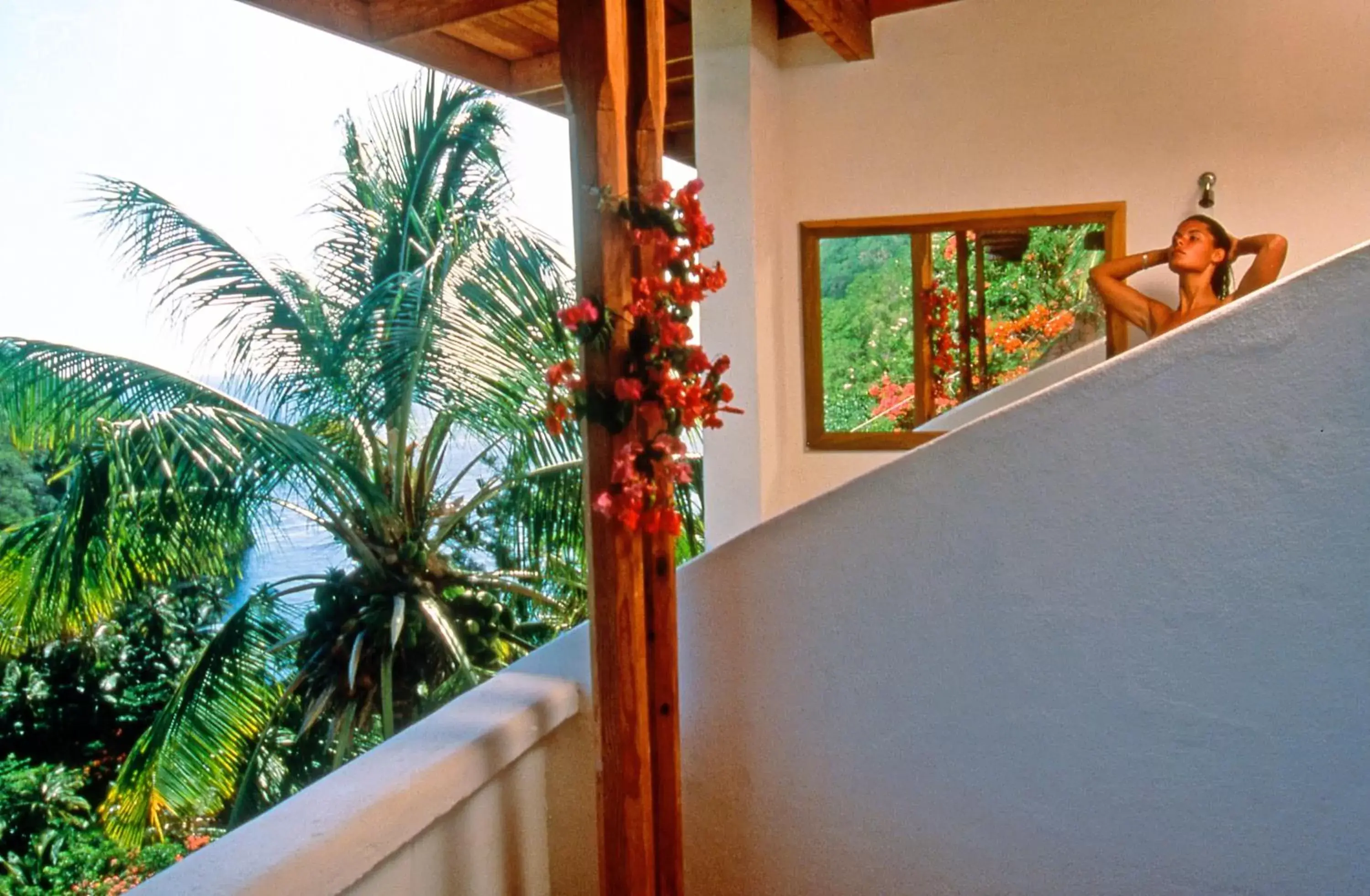 Bathroom, Balcony/Terrace in Anse Chastanet Resort