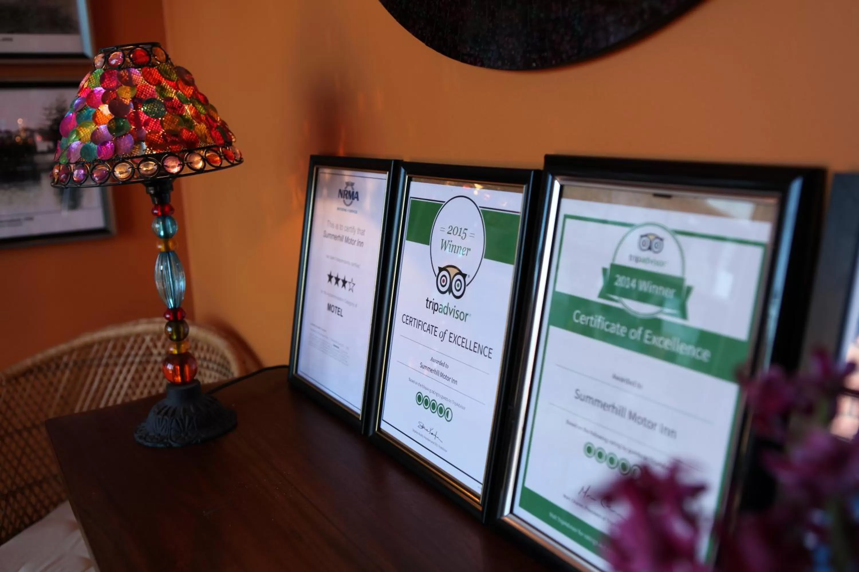 Certificate/Award in Summerhill Motor Inn