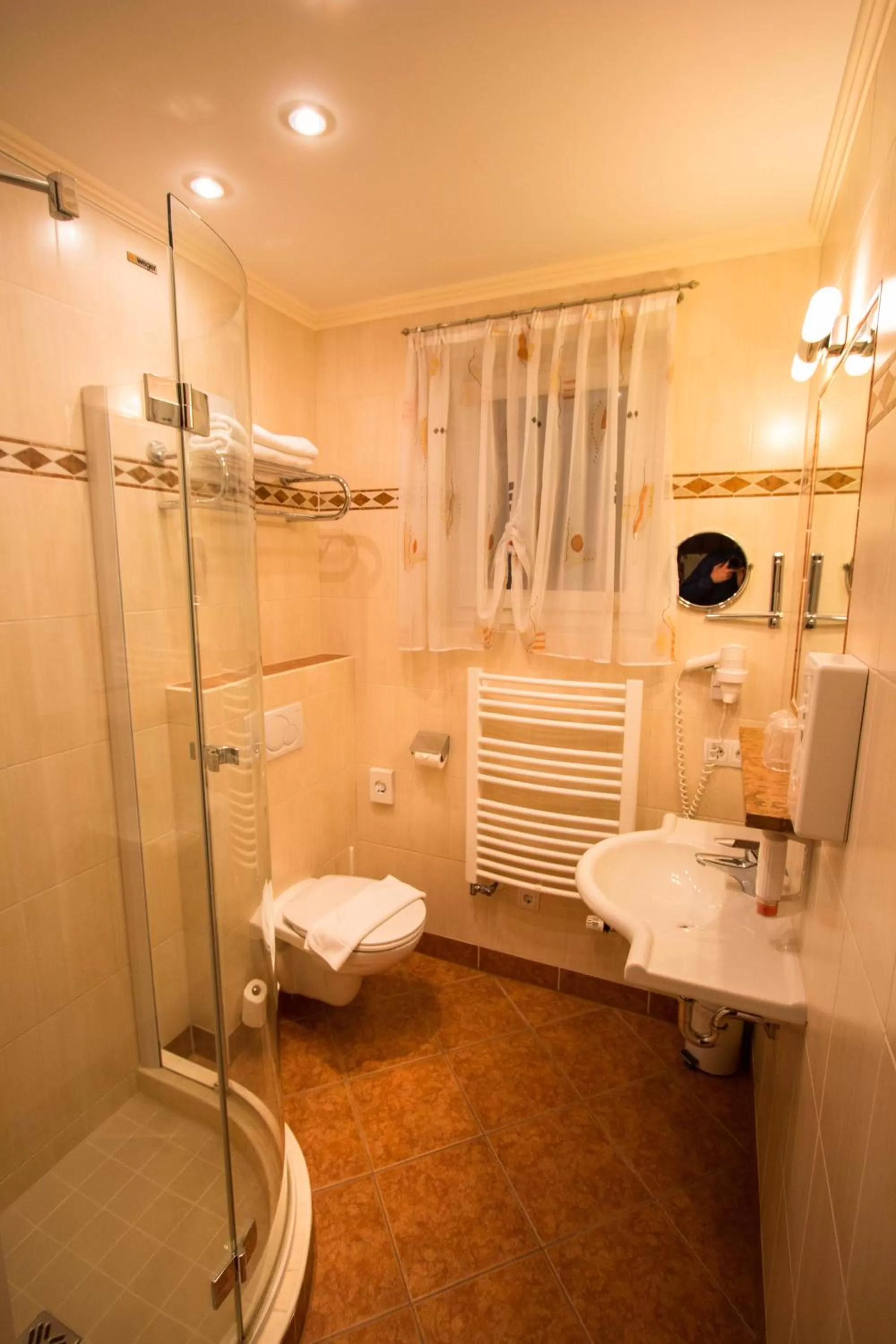 Shower, Bathroom in SCHÖNIS-Landhotel