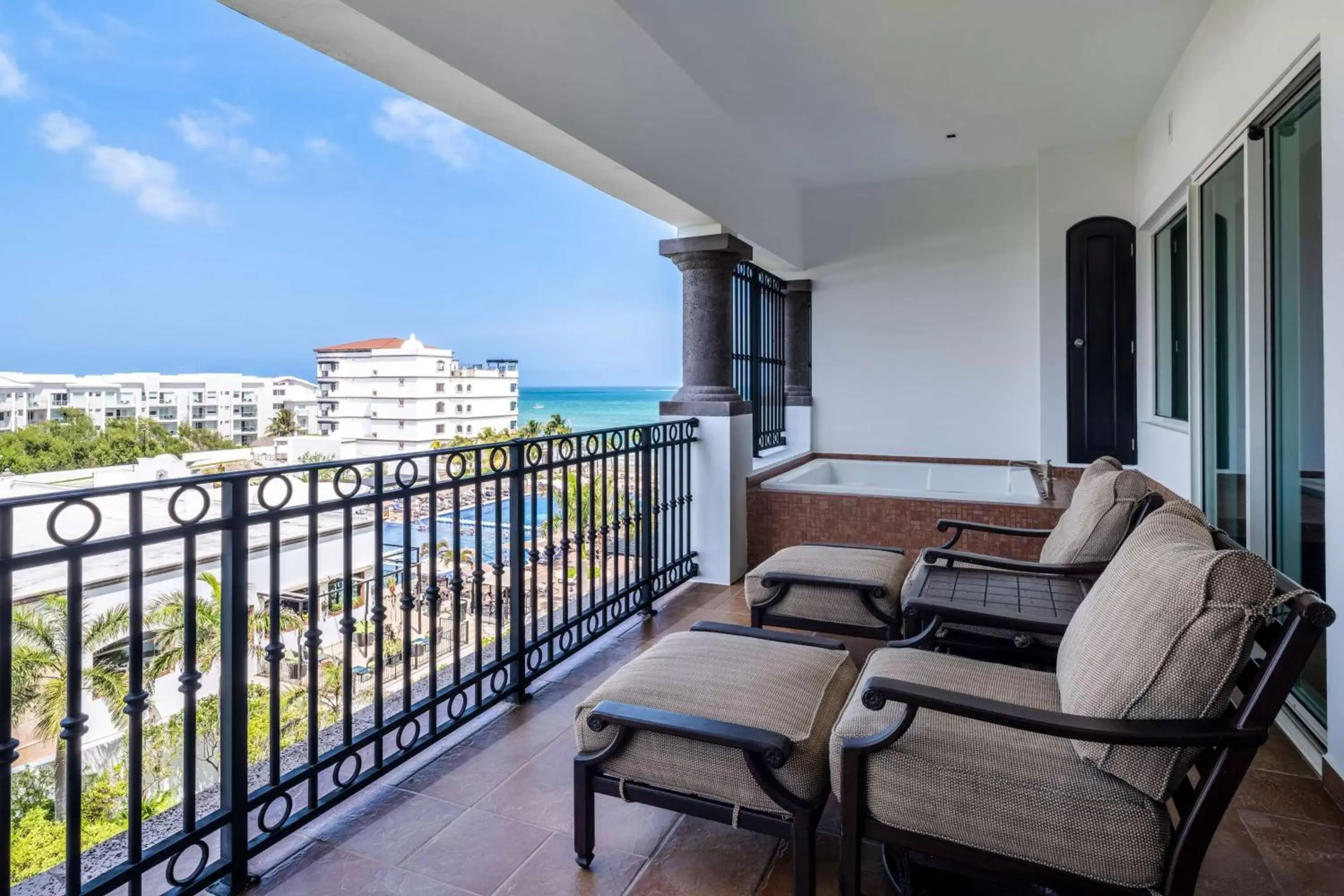 Bed, Balcony/Terrace in Grand Residences Riviera Cancun, All Inclusive