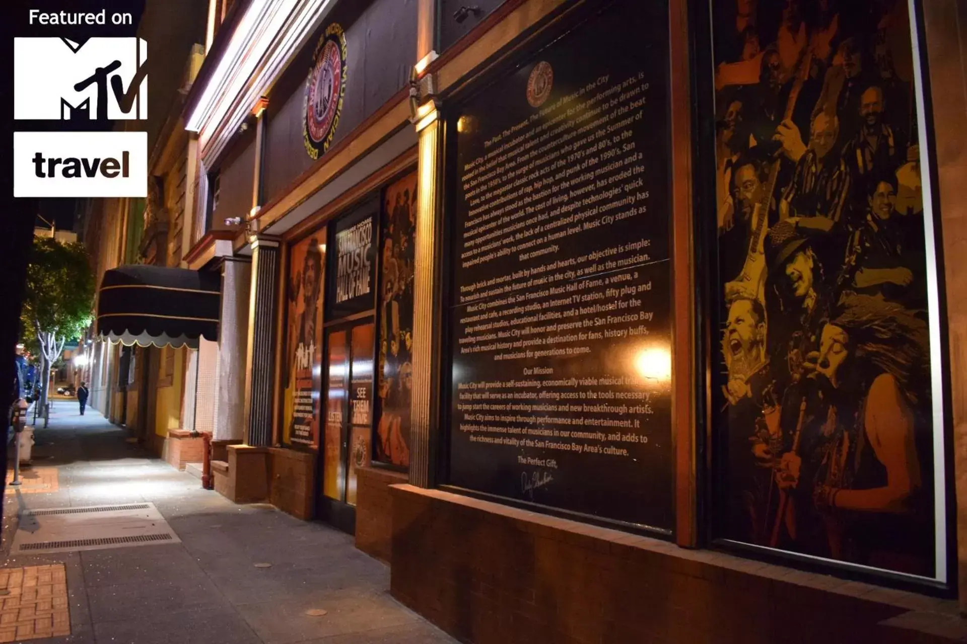 Facade/entrance in Music City Hotel - Home of the San Francisco Music Hall of Fame