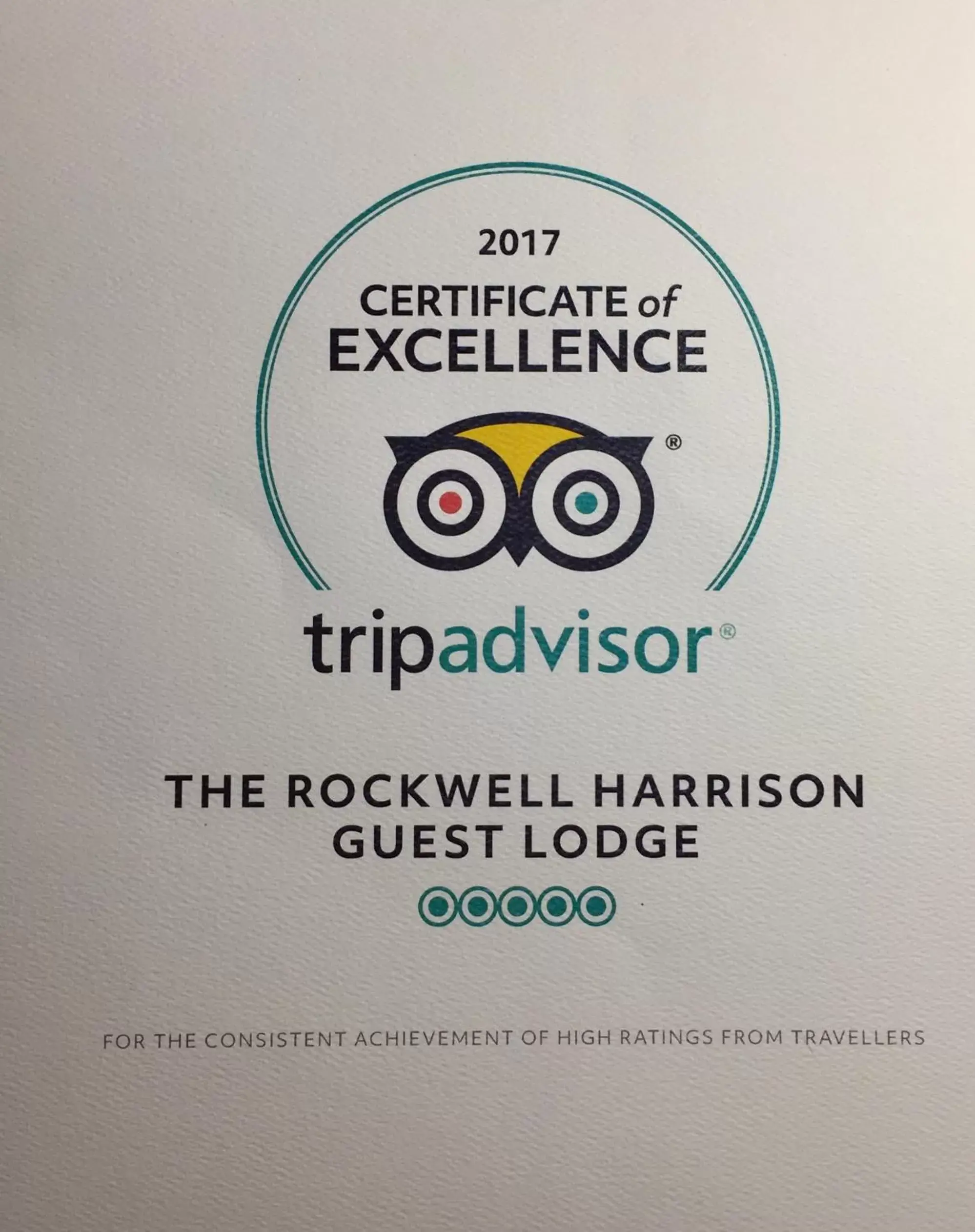 Certificate/Award in The Rockwell-Harrison Guest Lodge