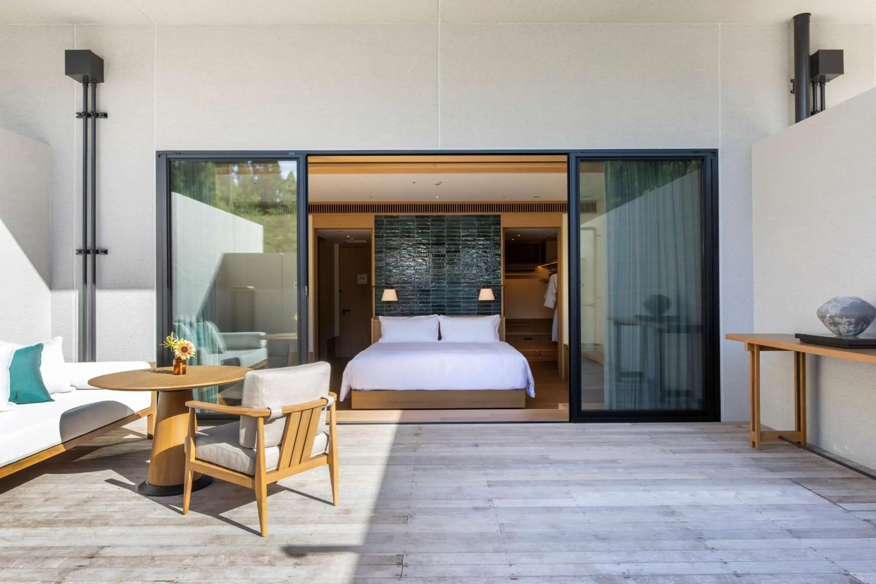 Balcony/Terrace, Bed in ROKU KYOTO, LXR Hotels & Resorts by Hilton Balcony/Terrace, Bed in ROKU KYOTO, LXR Hotels & Resorts by Hilton