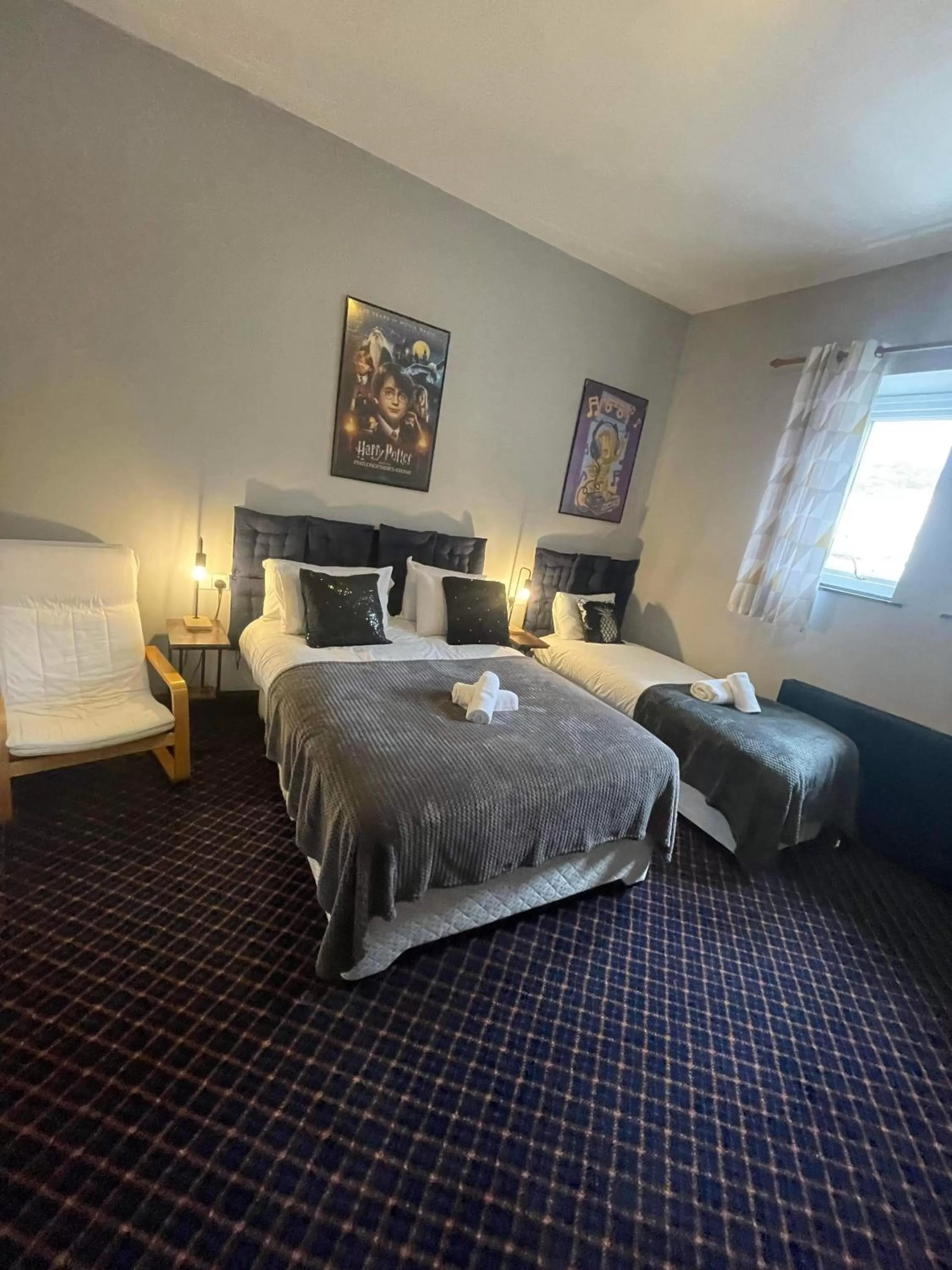 Bed in Bay view rooms at Mentone Hotel