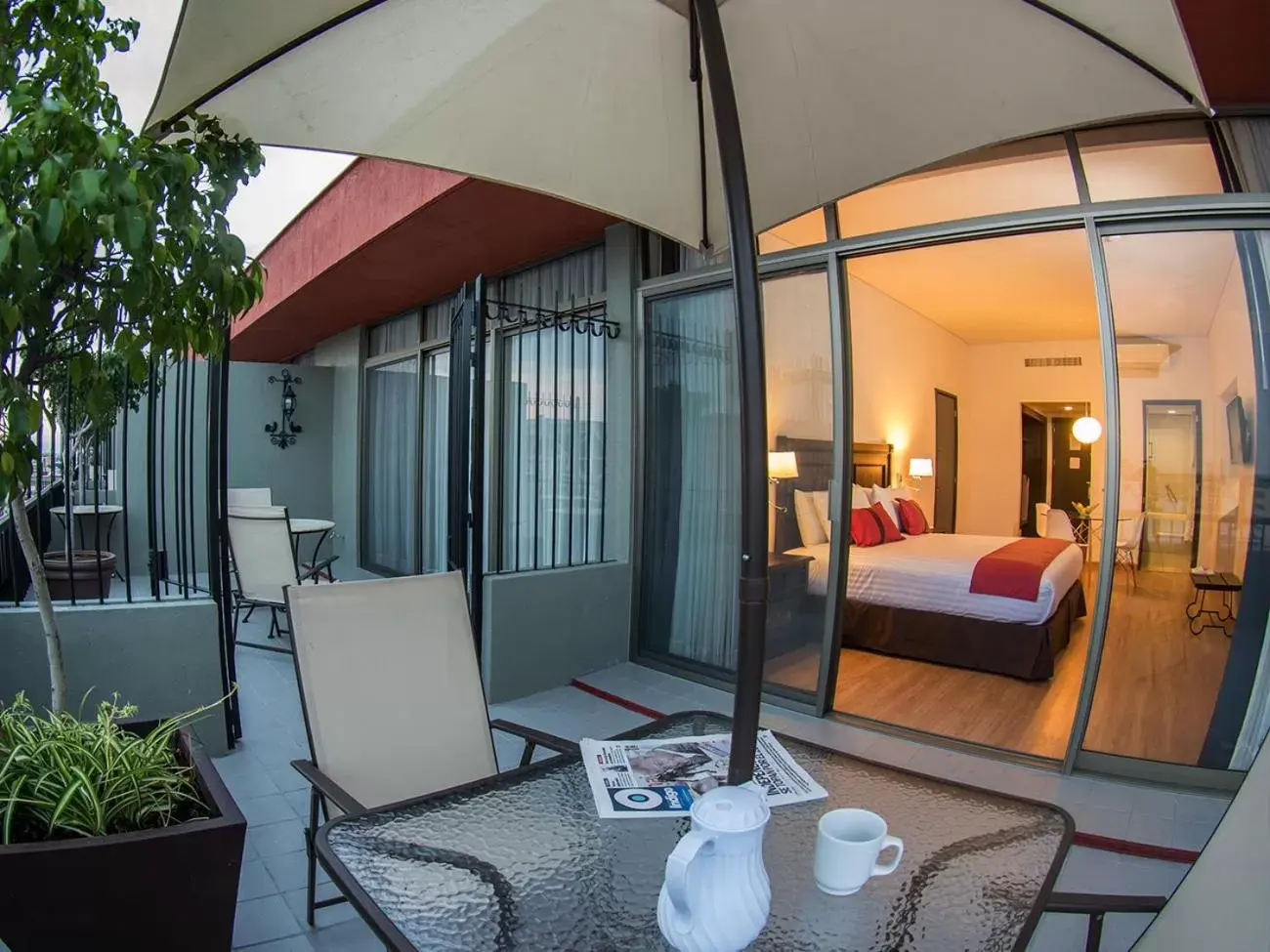 Balcony/Terrace, Bed in Hotel Fenix Balcony/Terrace, Bed in Hotel Fenix