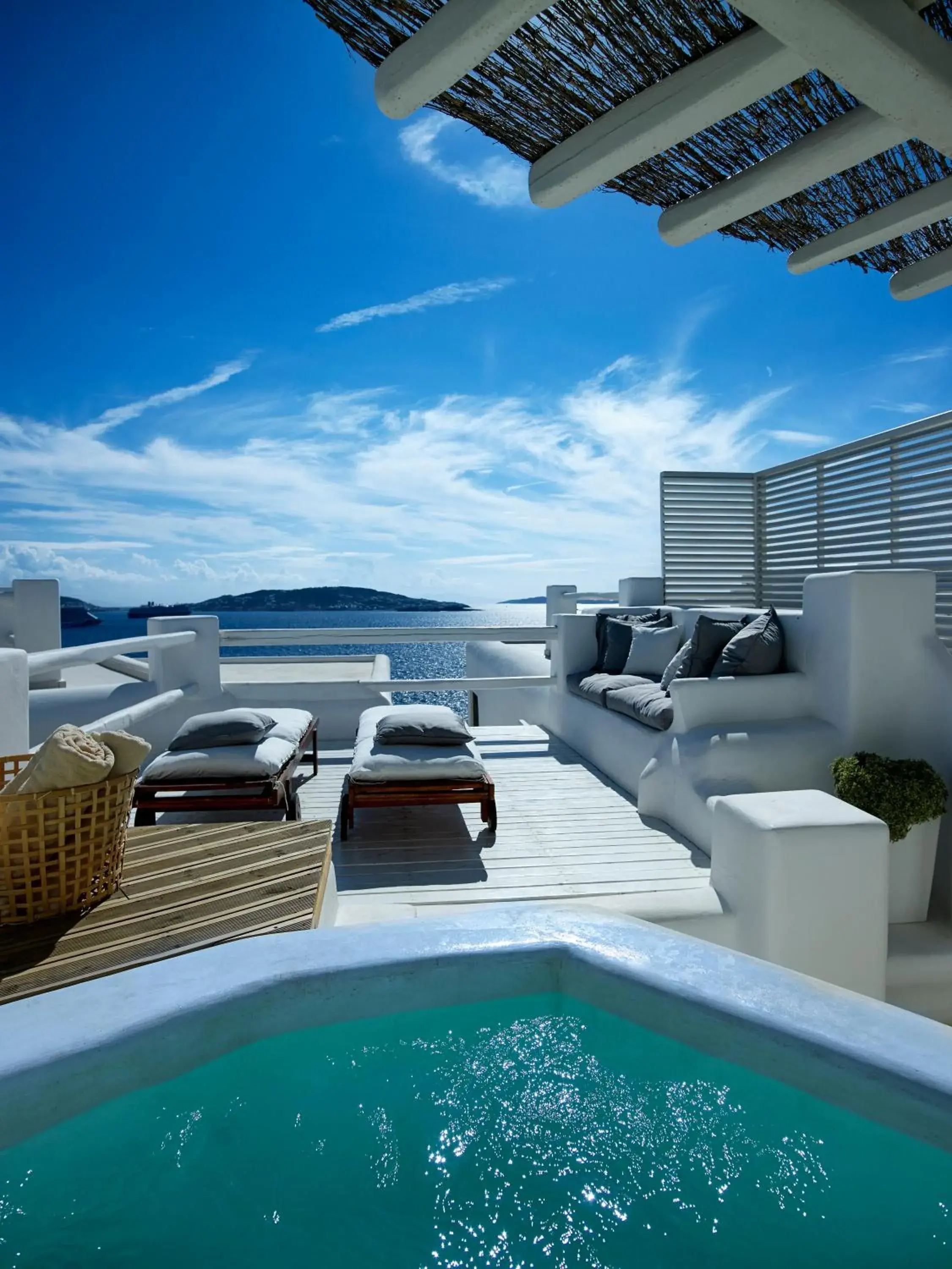 Balcony/Terrace, Swimming Pool in Rocabella Mykonos Hotel