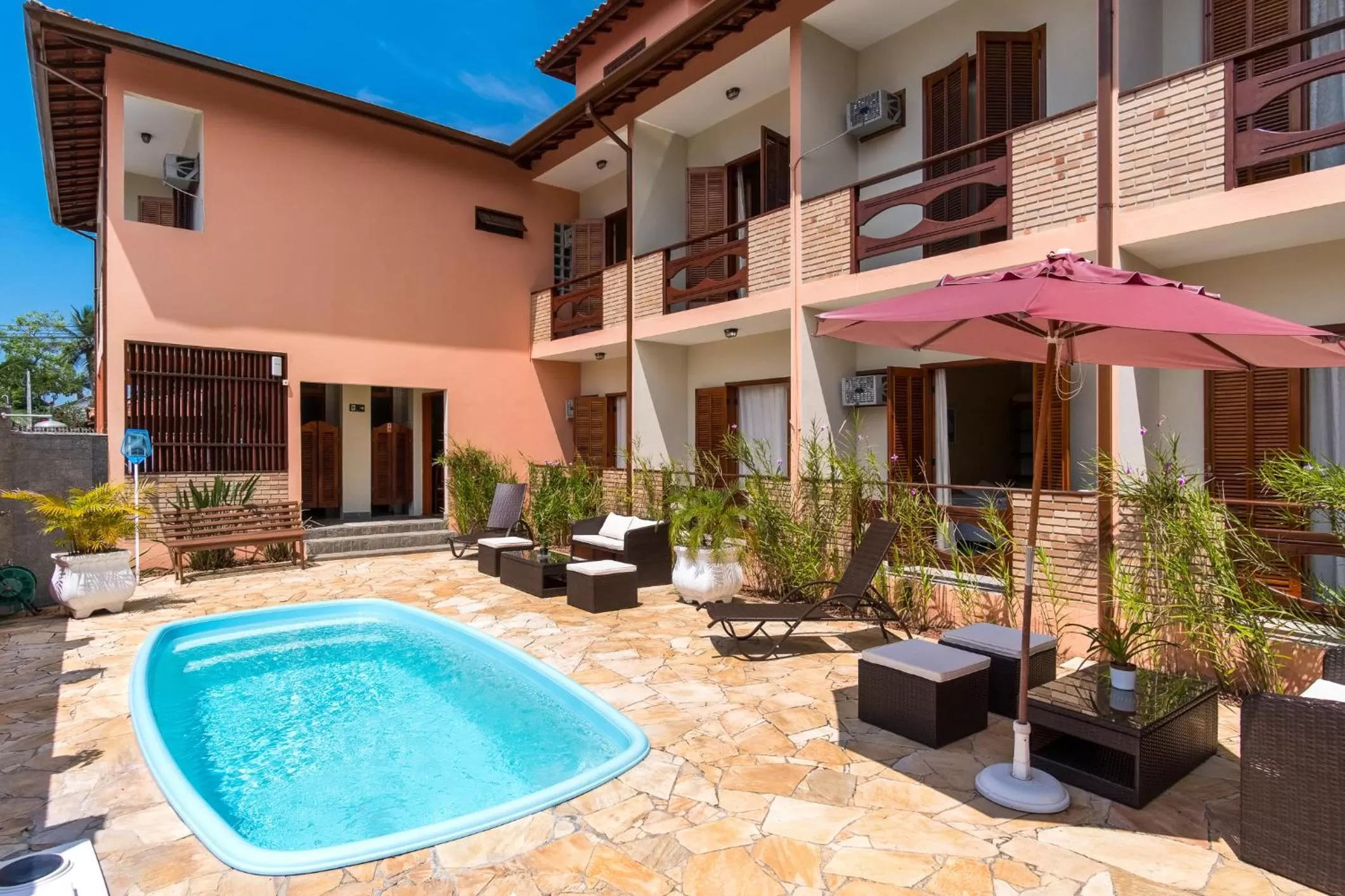 Pool view in Pousada Mar Azul