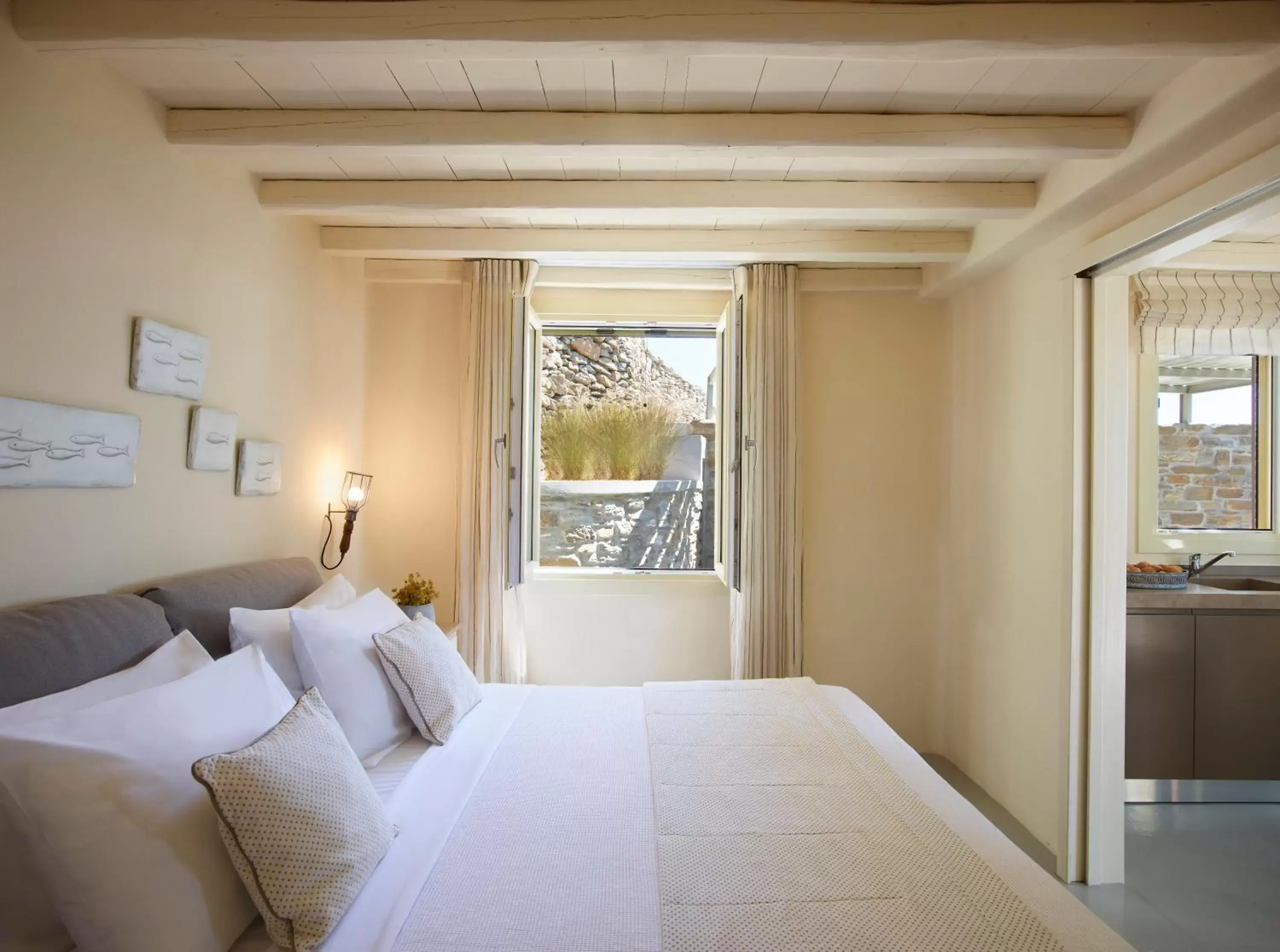 Bed in Aeolis Tinos Suites