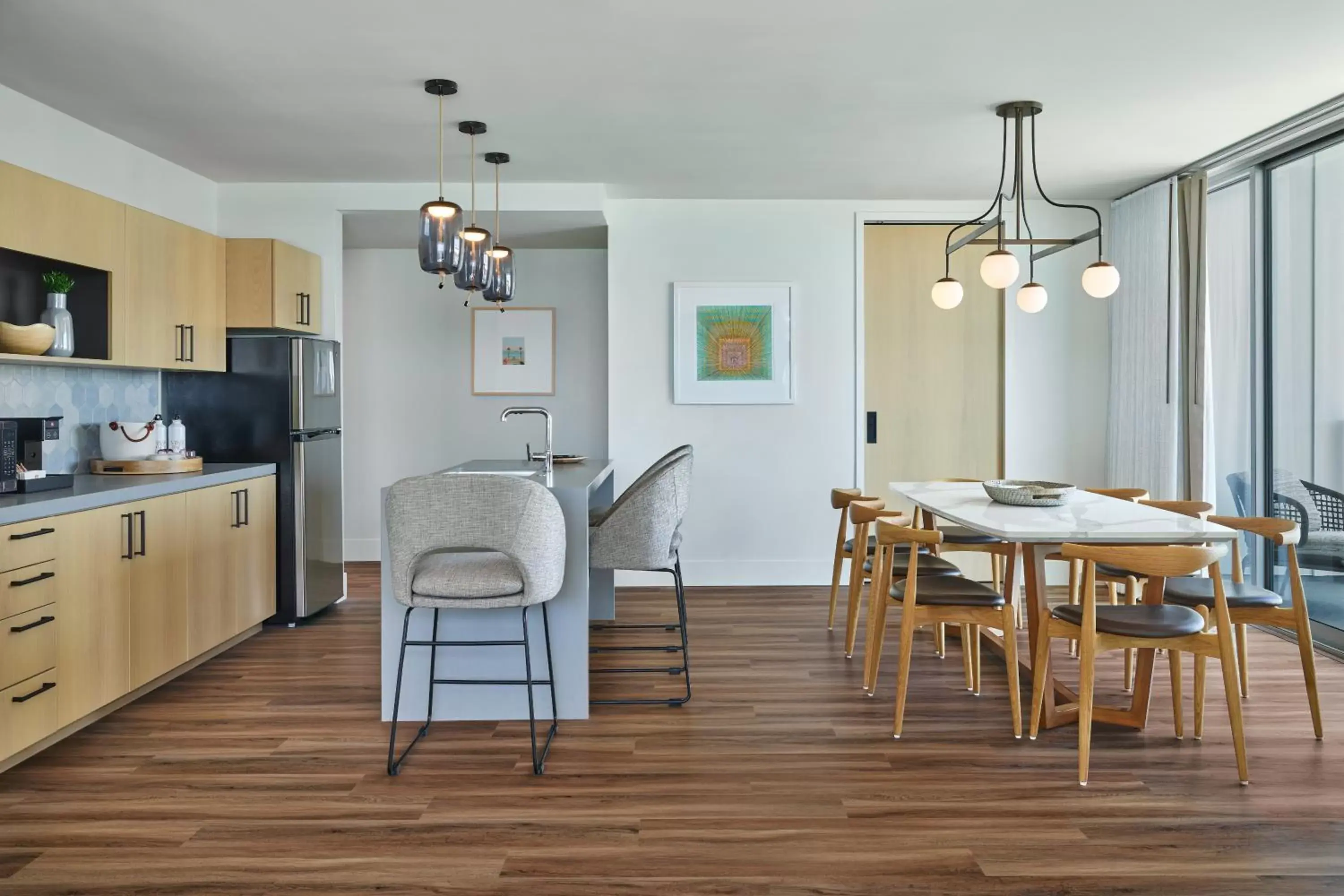 Kitchen or kitchenette, Dining Area in Mission Pacific Hotel, part of JdV by Hyatt