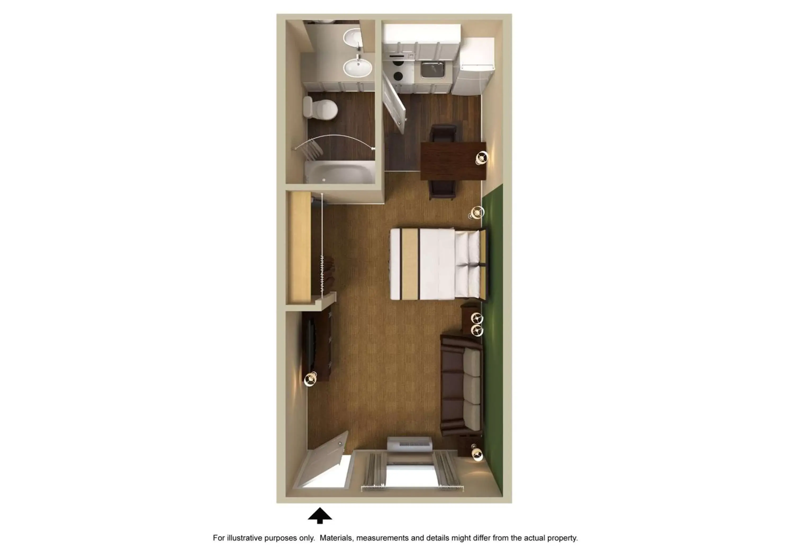 Bedroom, Floor Plan in Extended Stay America Suites - Washington, DC - Germantown - Town Center