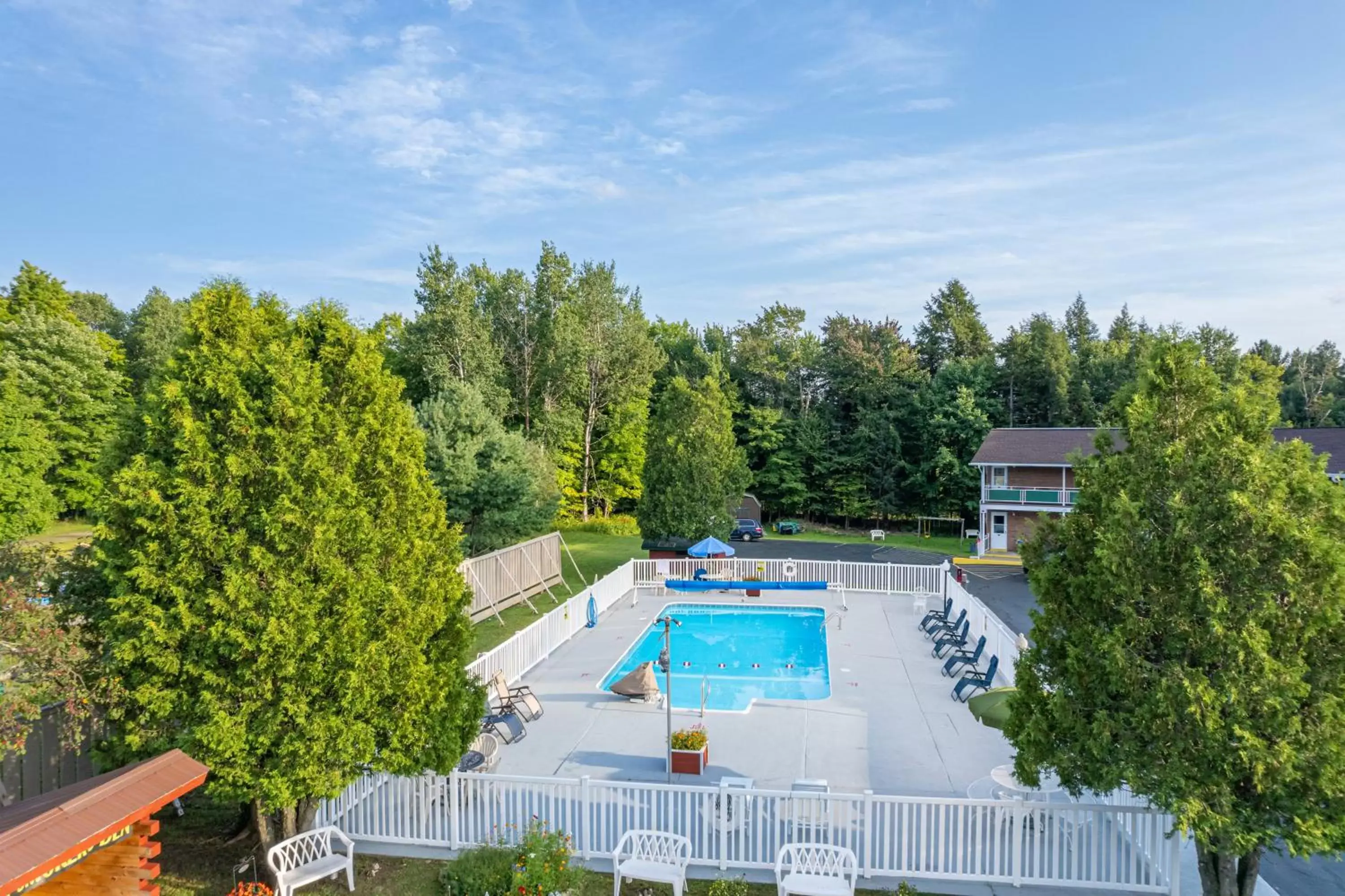 Pool View in Shaheen's Adirondack Inn