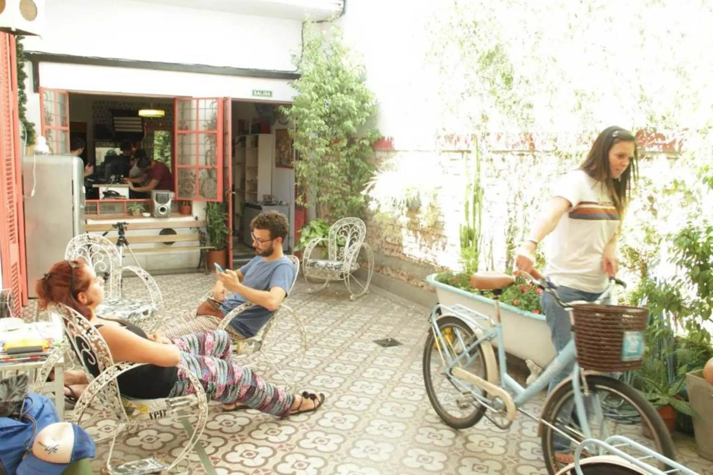 Patio, Guests in Play Hostel Soho