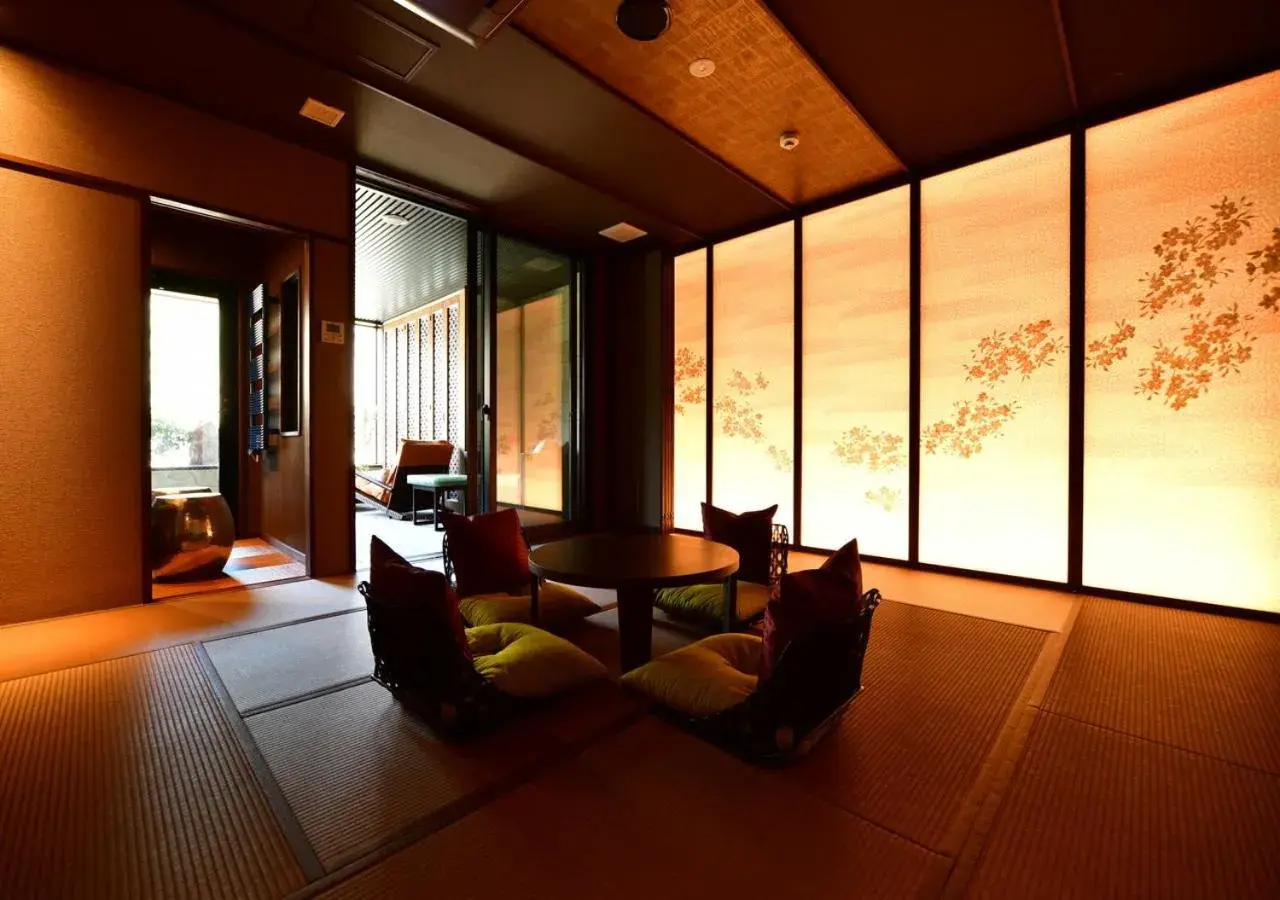 Photo of the whole room, Seating Area in Balinese onsen ryokan Hakone Airu