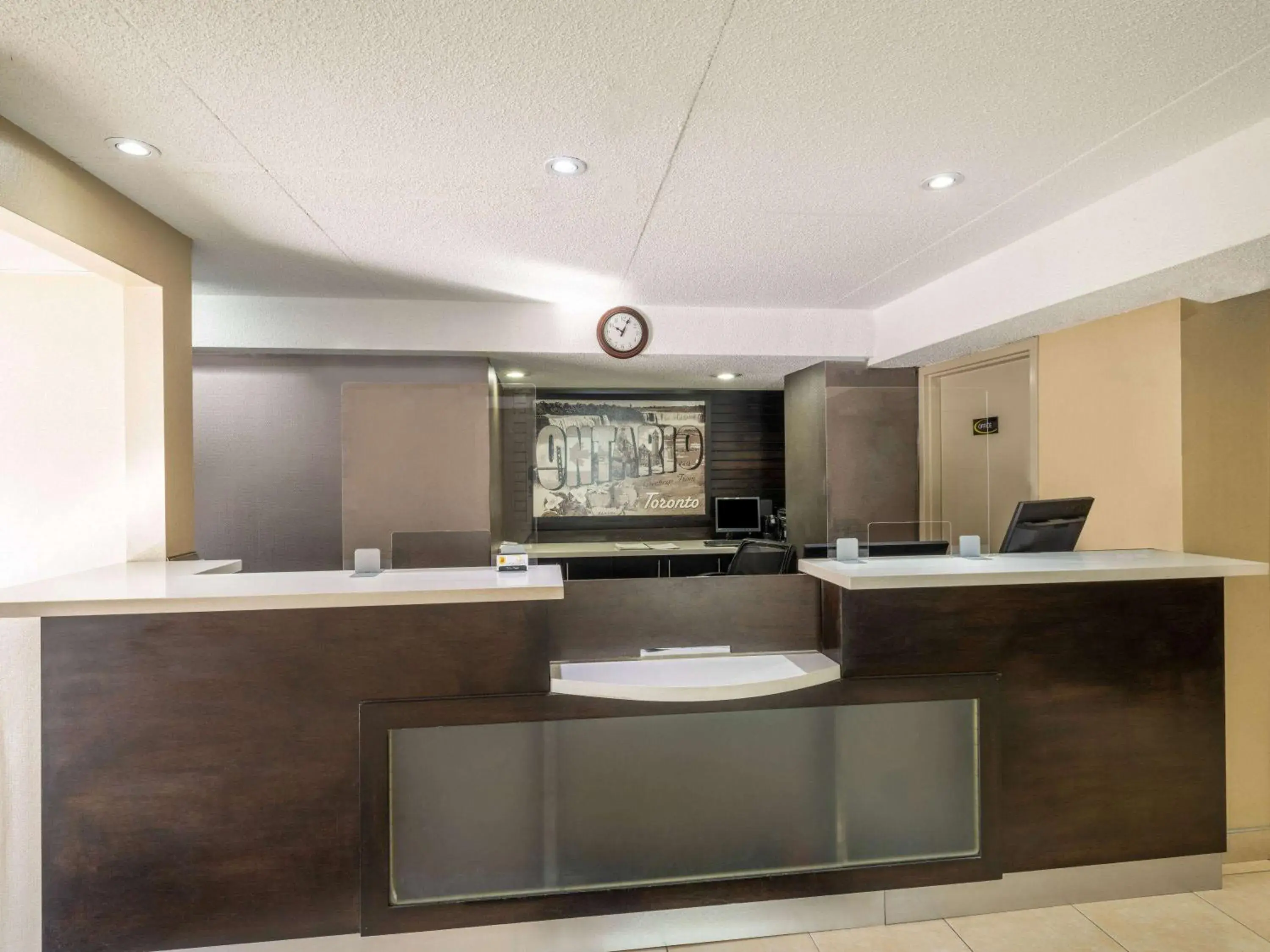 Lobby or reception, Bathroom in Super 8 by Wyndham Toronto East ON