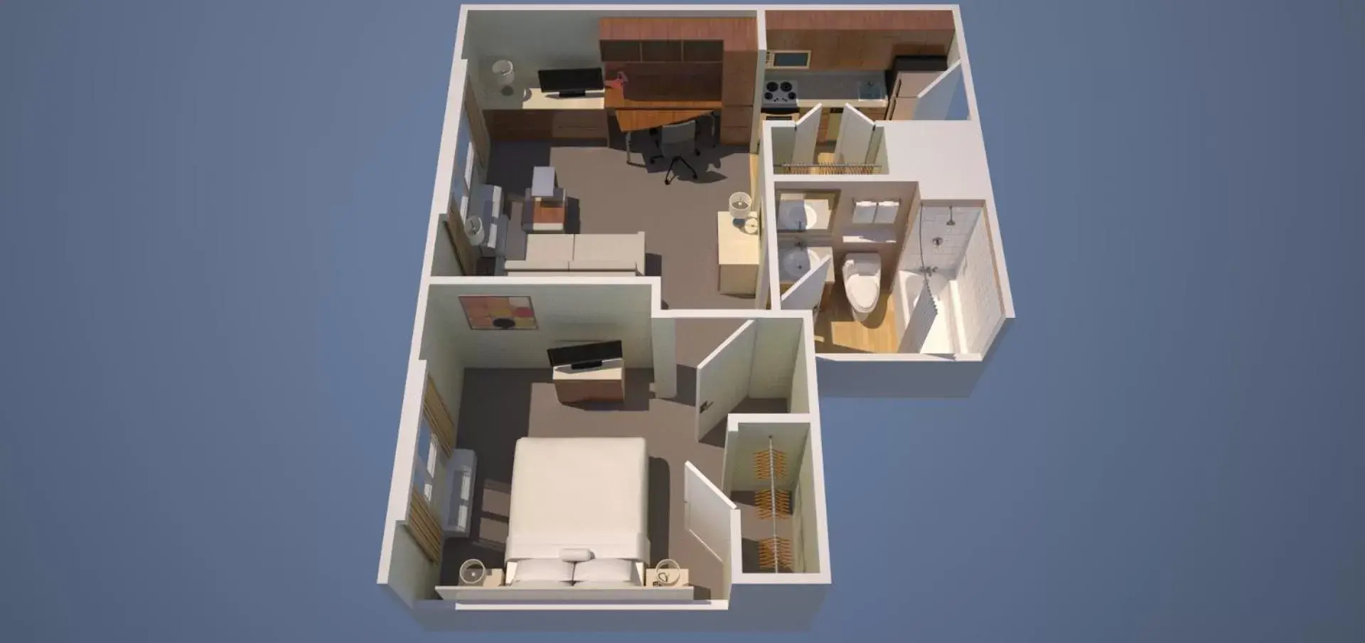 Bedroom, Floor Plan in TownePlace Suites by Marriott Swedesboro Logan Township