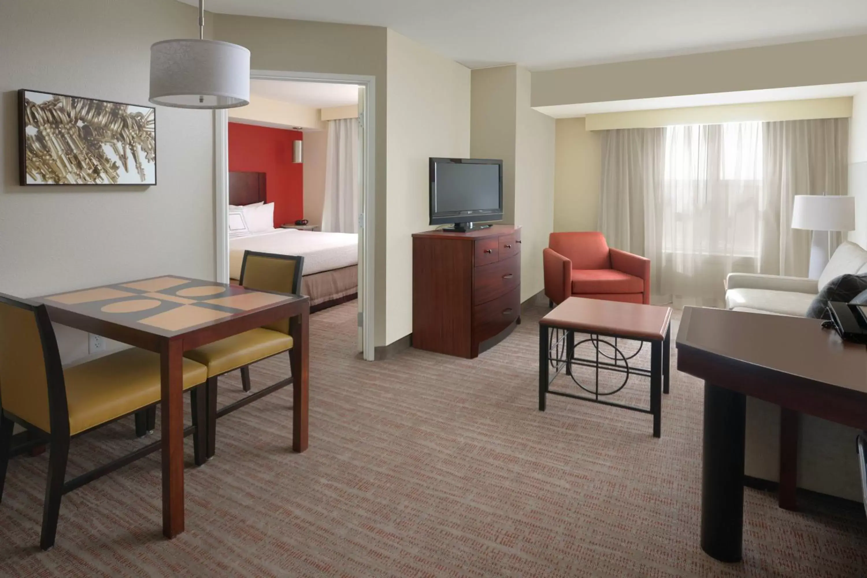 Bedroom, TV/Entertainment Center in Residence Inn by Marriott Dallas Plano The Colony