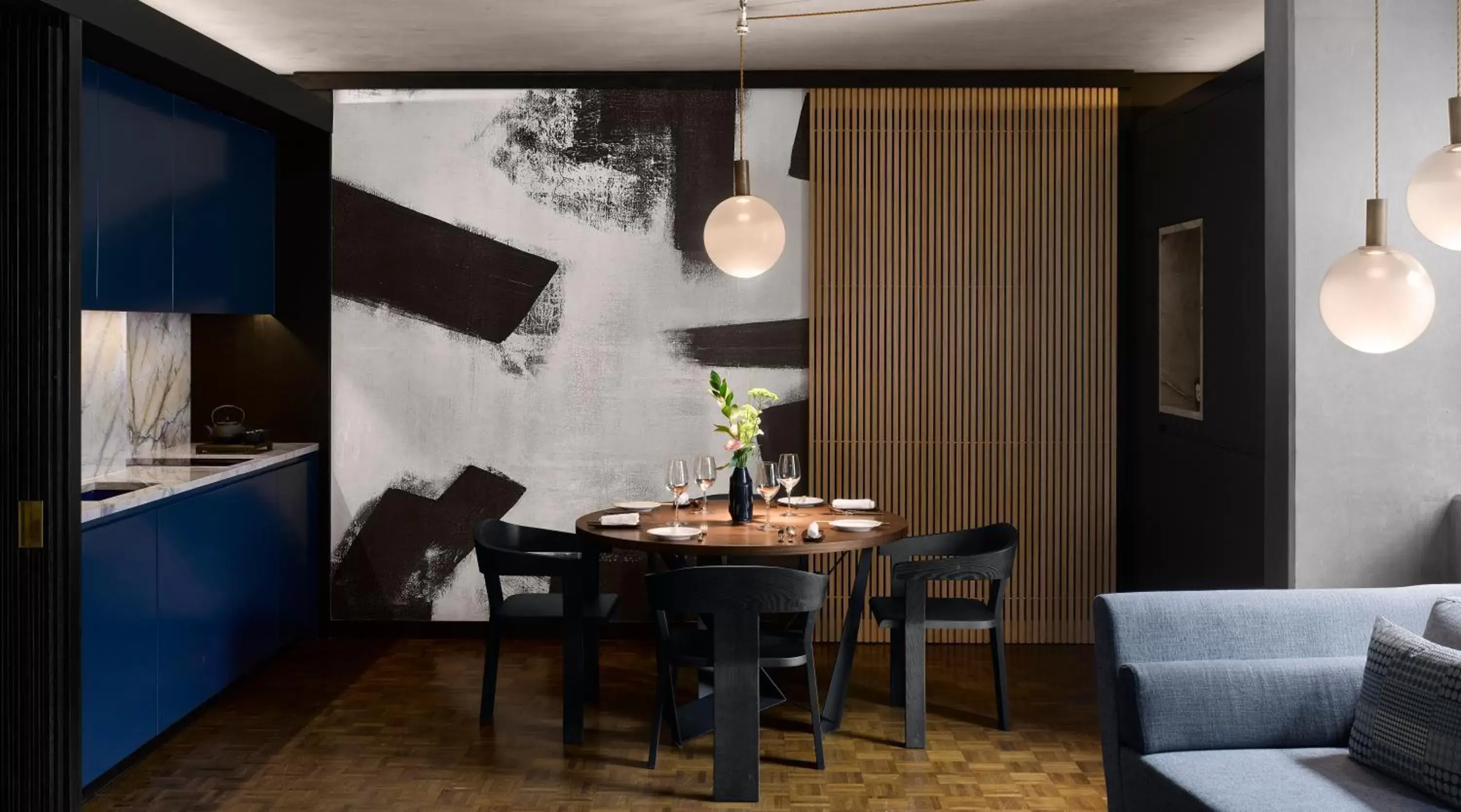 Kitchen or kitchenette, Dining Area in Nobu Hotel London Shoreditch