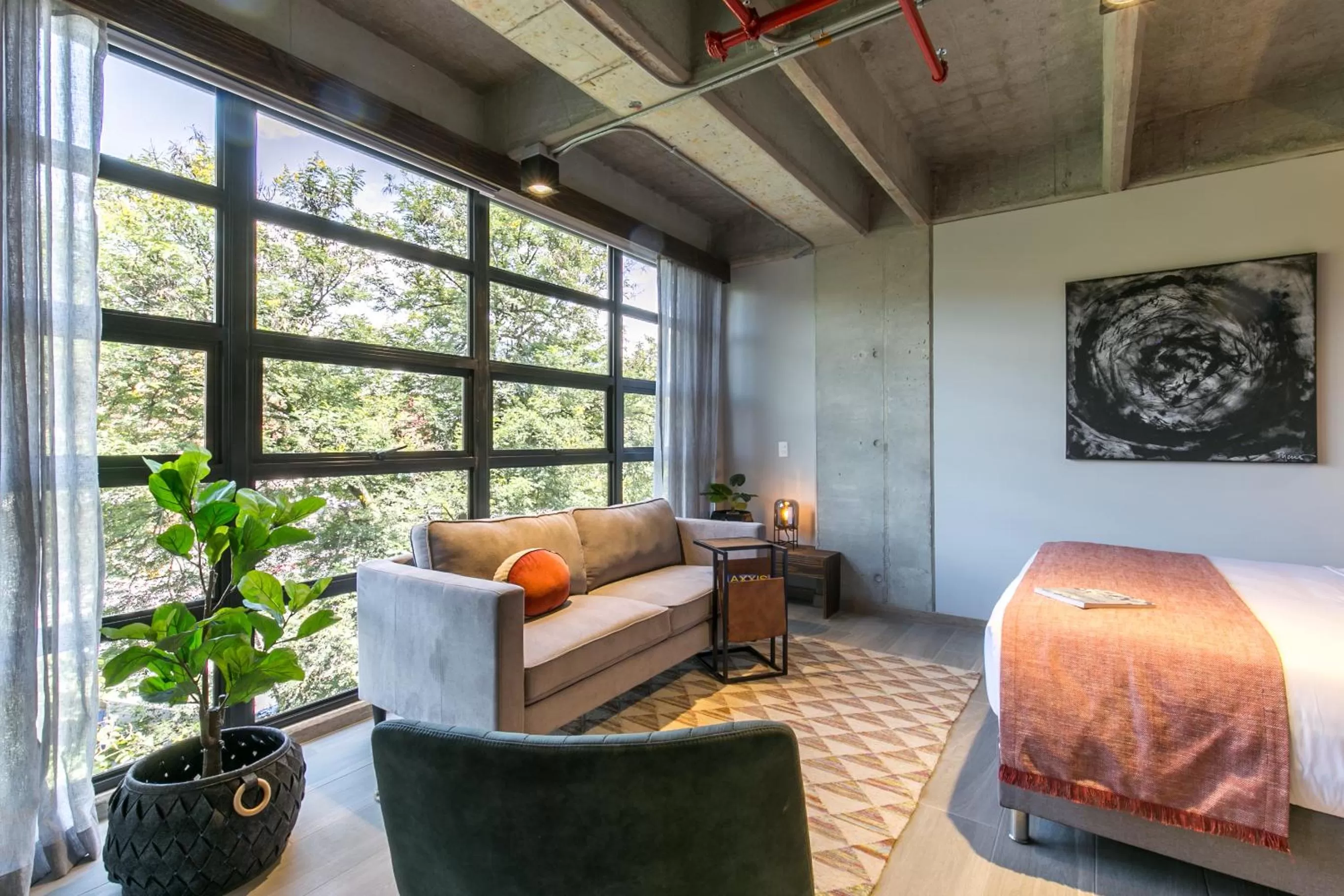 Bed in Factory Lofts Hotel