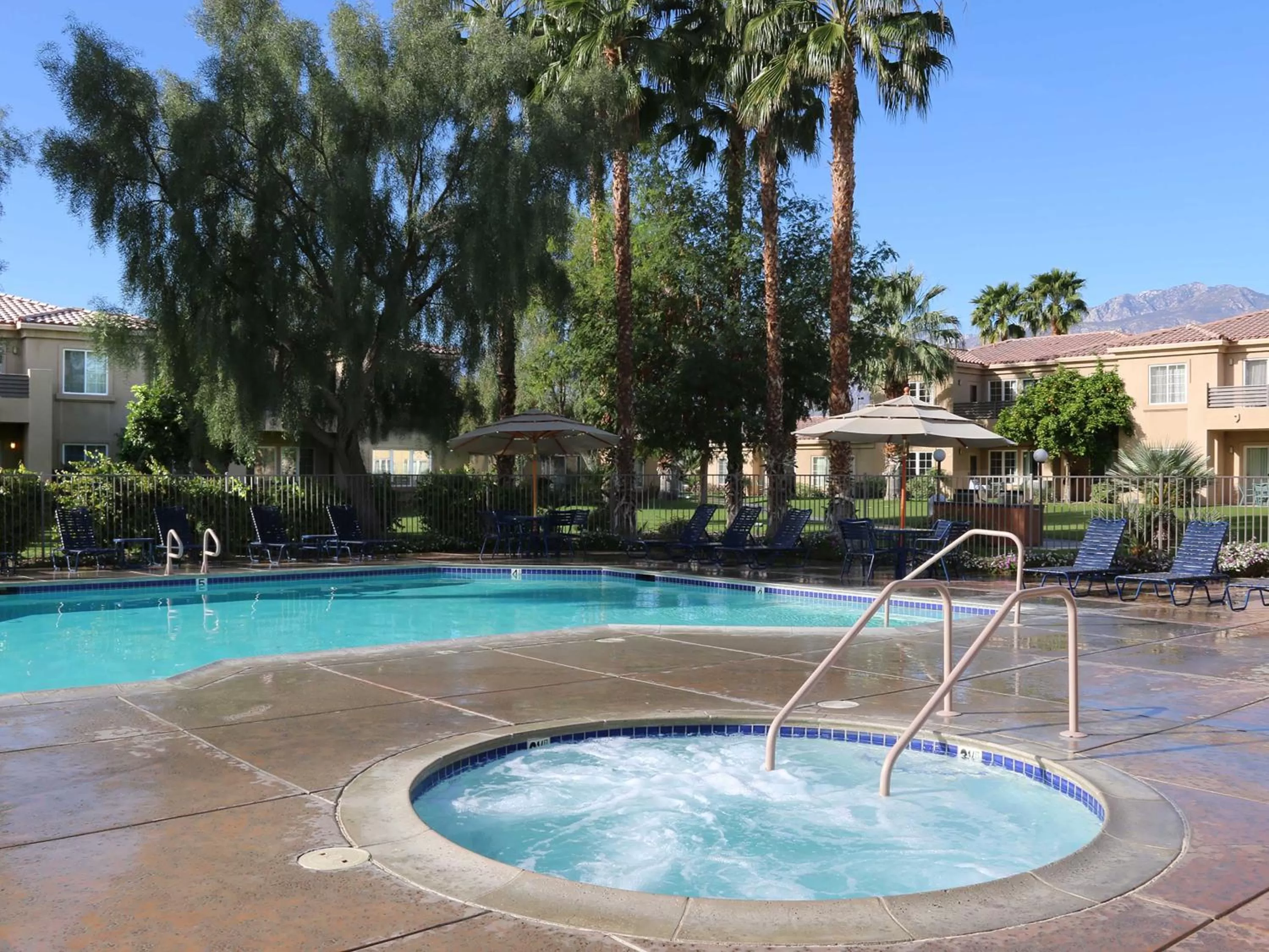 Pool view in Raintree's Cimarron Golf Resort Palm Springs