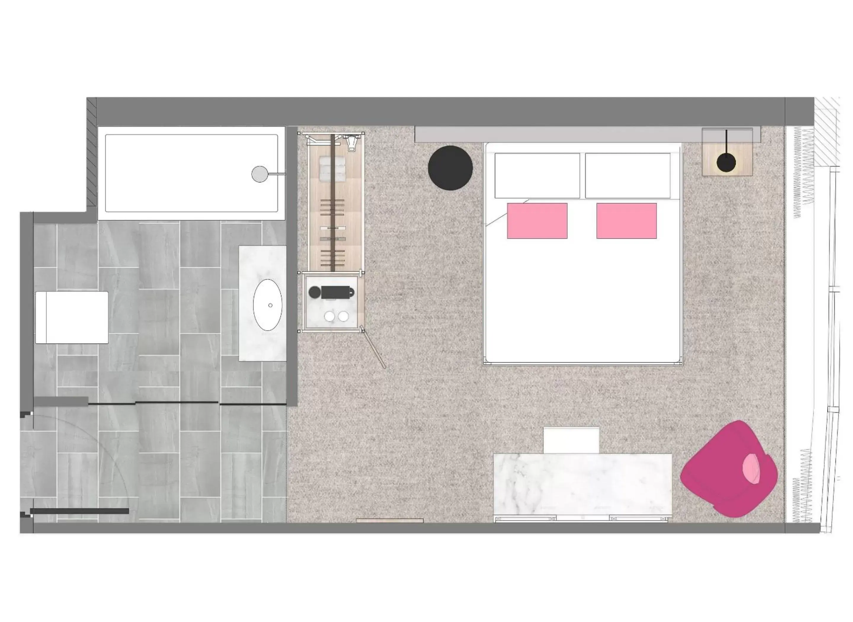 Bedroom, Floor Plan in The Morgan Hotel