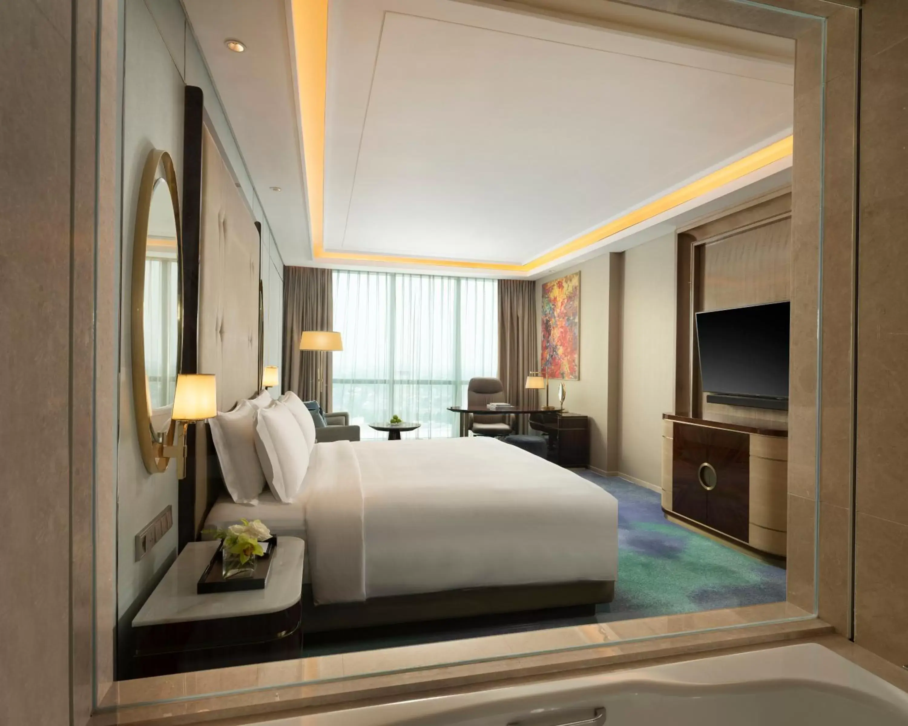 View (from property/room), Bed in InterContinental Hotels Jakarta Pondok Indah, an IHG Hotel