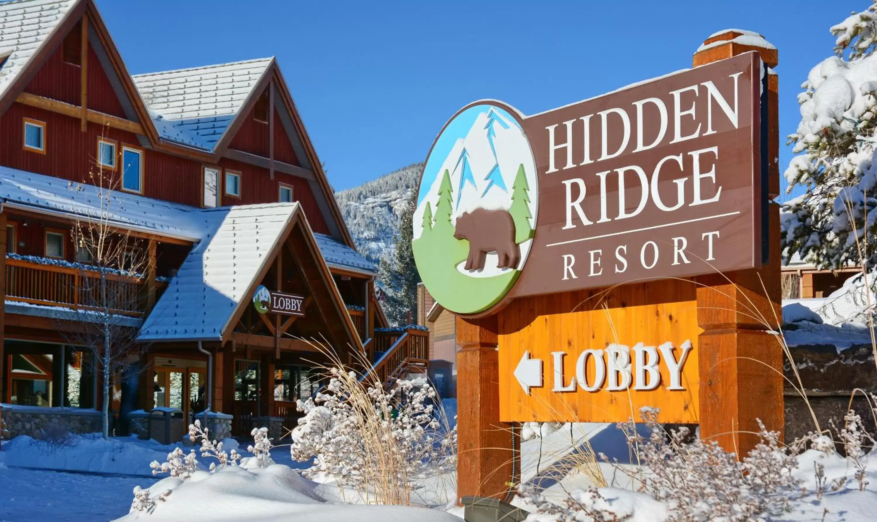 Facade/entrance, Winter in The Hidden Ridge Resort