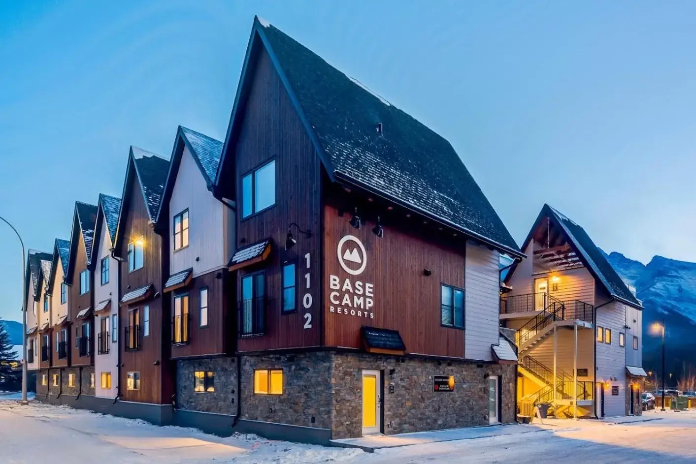 Property building, Winter in Basecamp Resorts Canmore