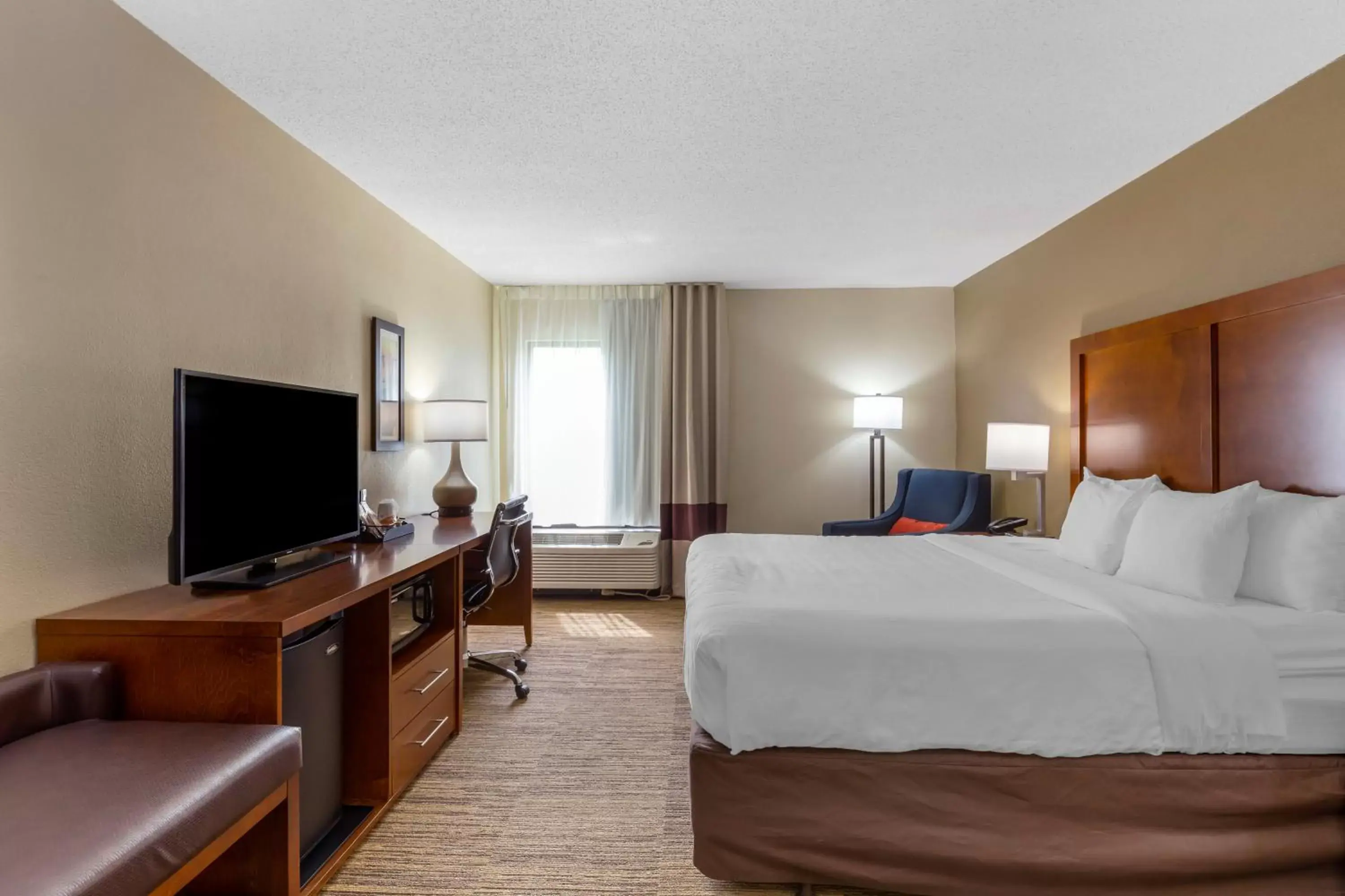 Bed, TV/Entertainment Center in Comfort Inn University Durham - Chapel Hill