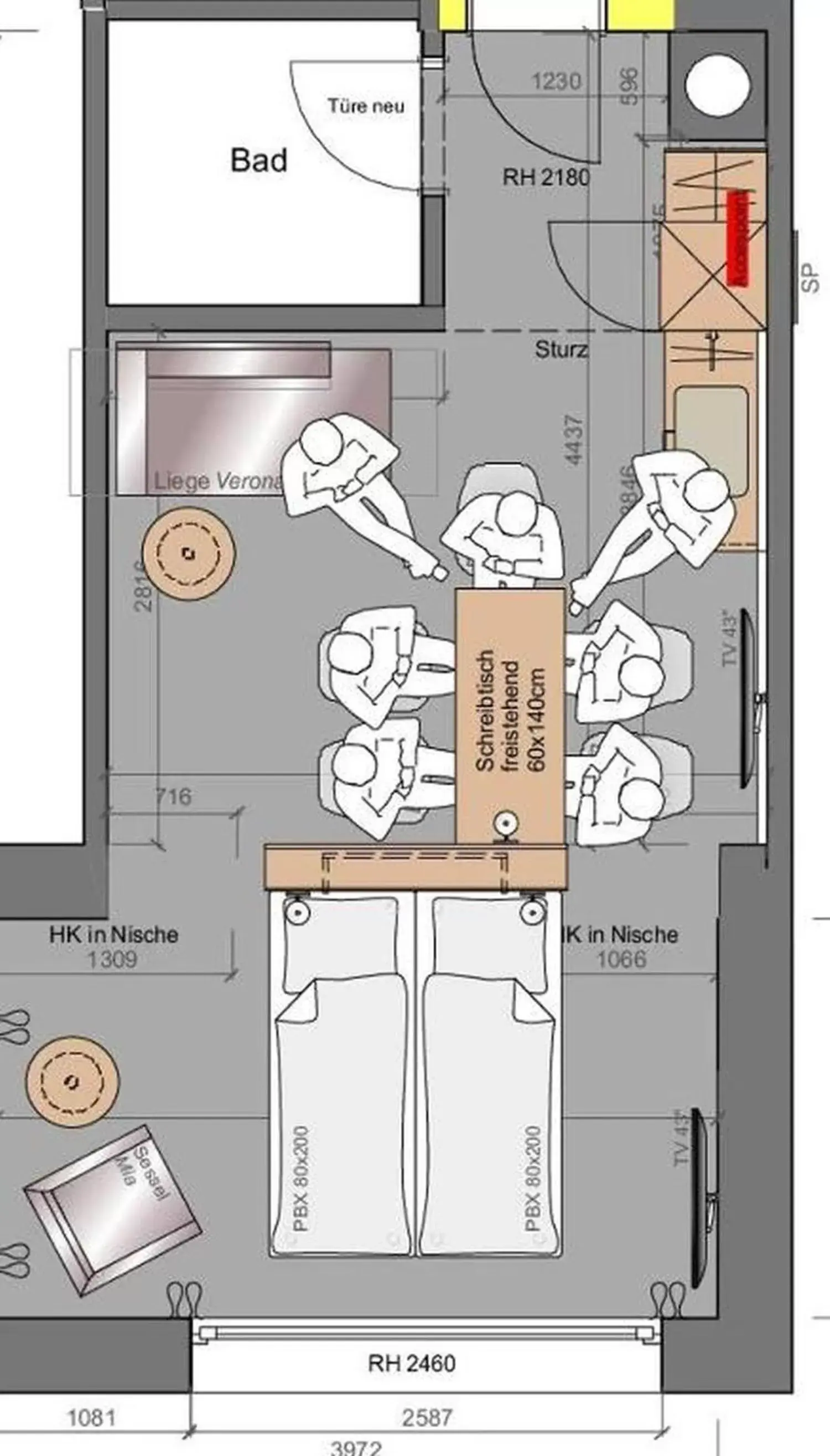 group of guests, Floor Plan in Hotel Azenberg