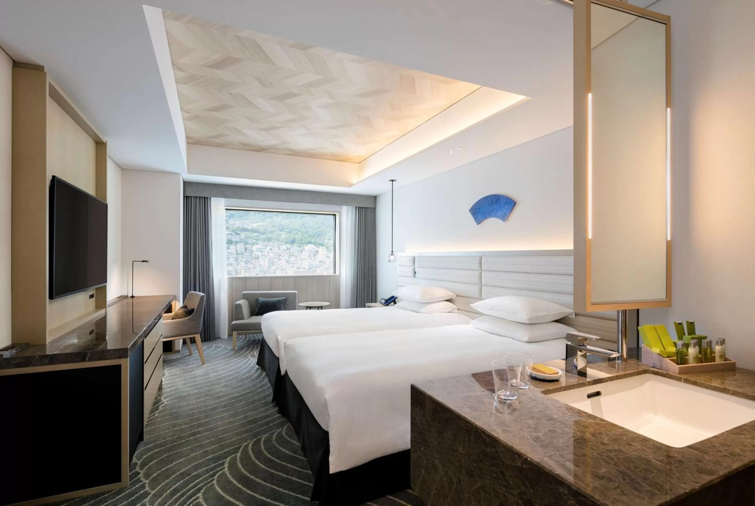 Bedroom, Bed in Hilton Nagasaki