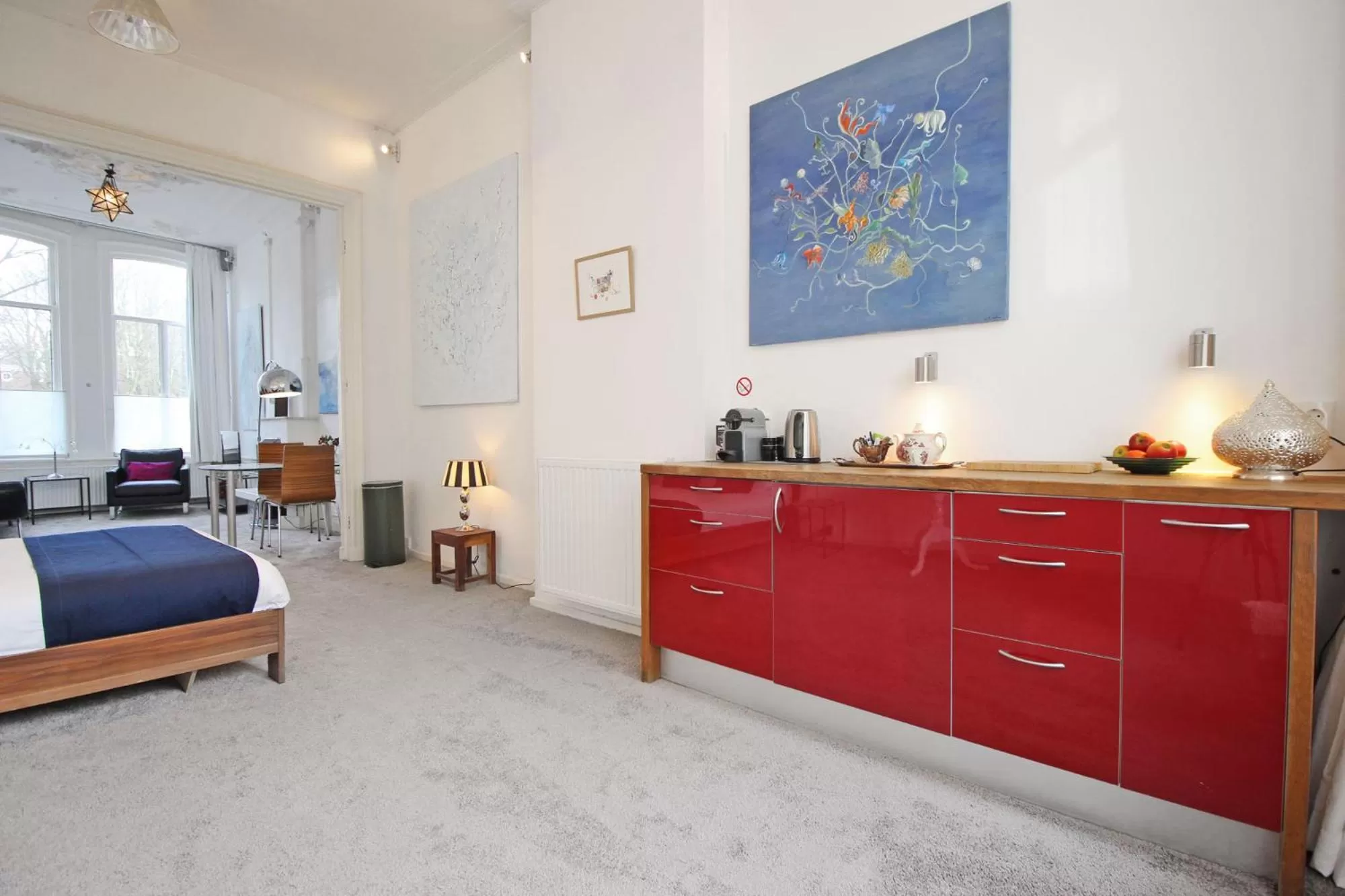 Kitchen or kitchenette, Bed in Cozy Jordaan canalhouse near Anne Frank House