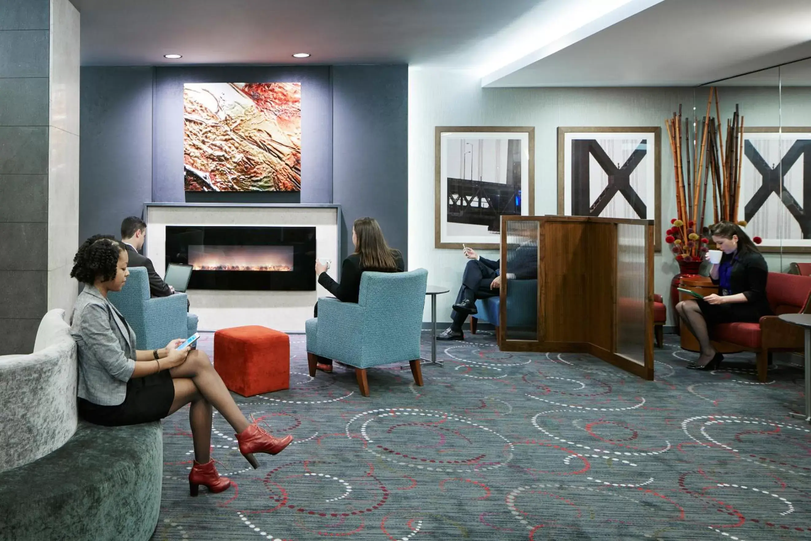 Communal lounge/ TV room, Lobby/Reception in Club Quarters Hotel Embarcadero, San Francisco