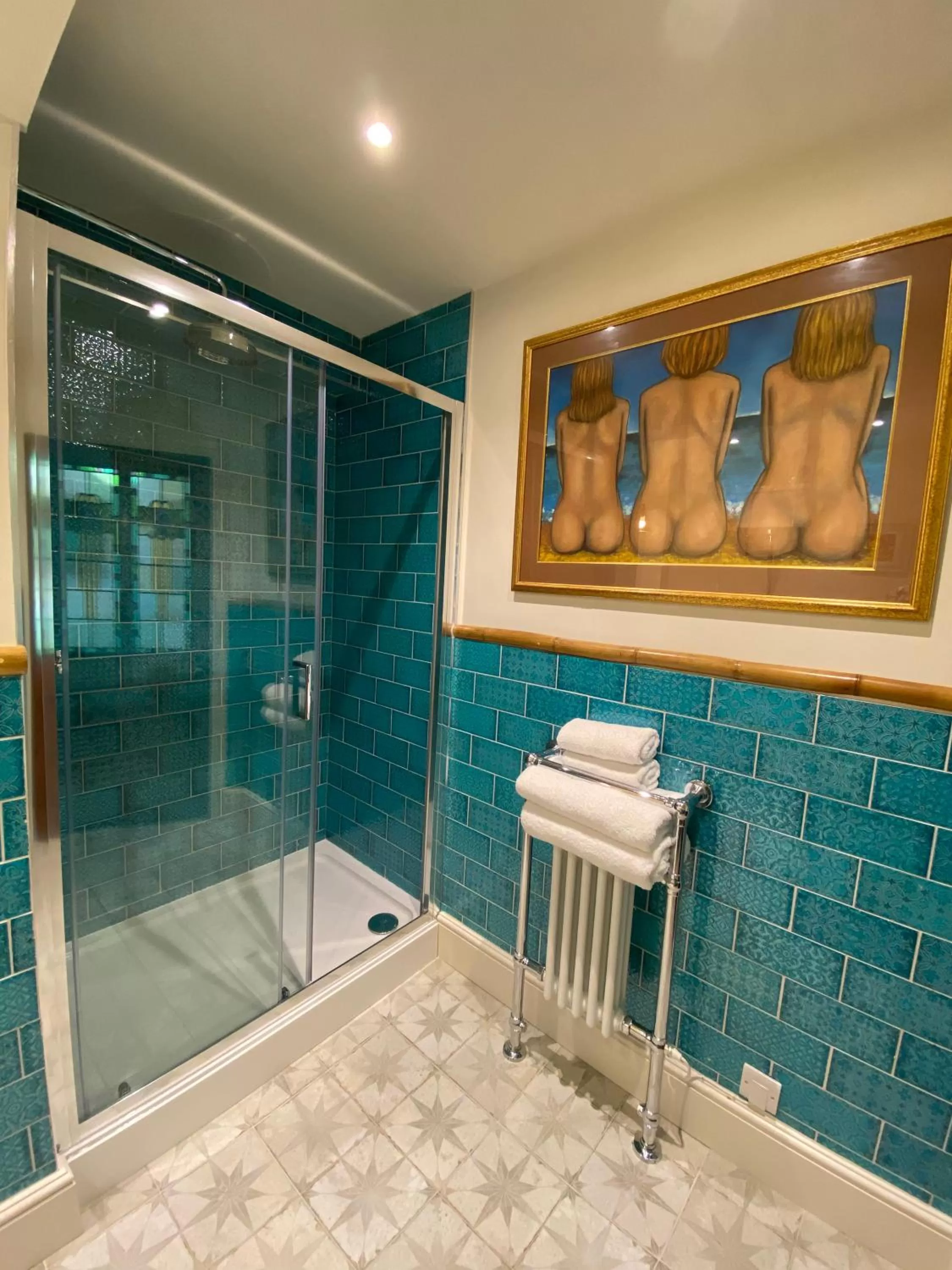 Shower in Tolcarne Beach Colonial Restaurant and Rooms