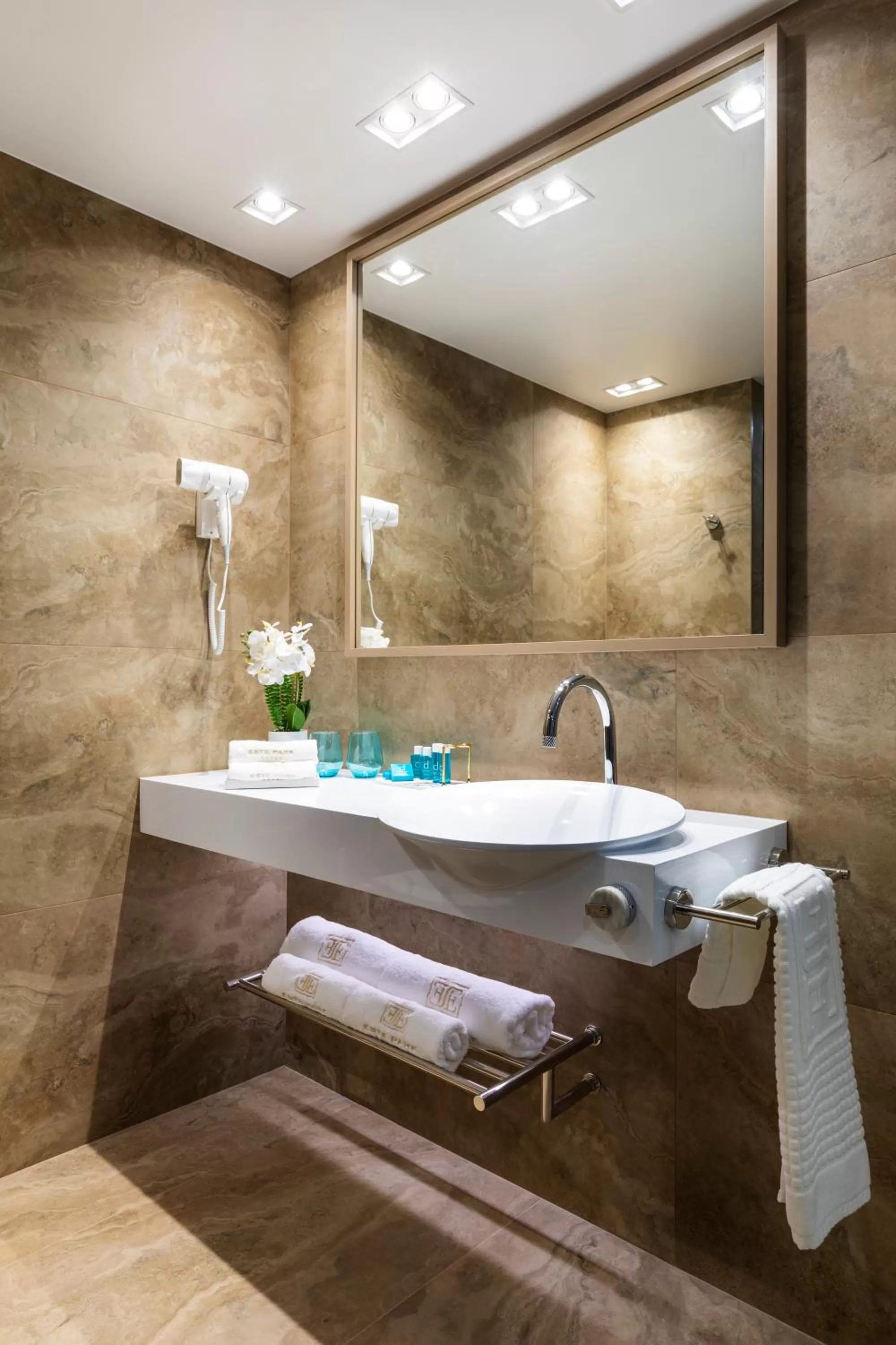 Bathroom in -- ESTE PARK HOTEL -- part of Urban Chic Luxury Design Hotels - Parking & Compliments - next to Shopping & Dining Mall Plovdiv